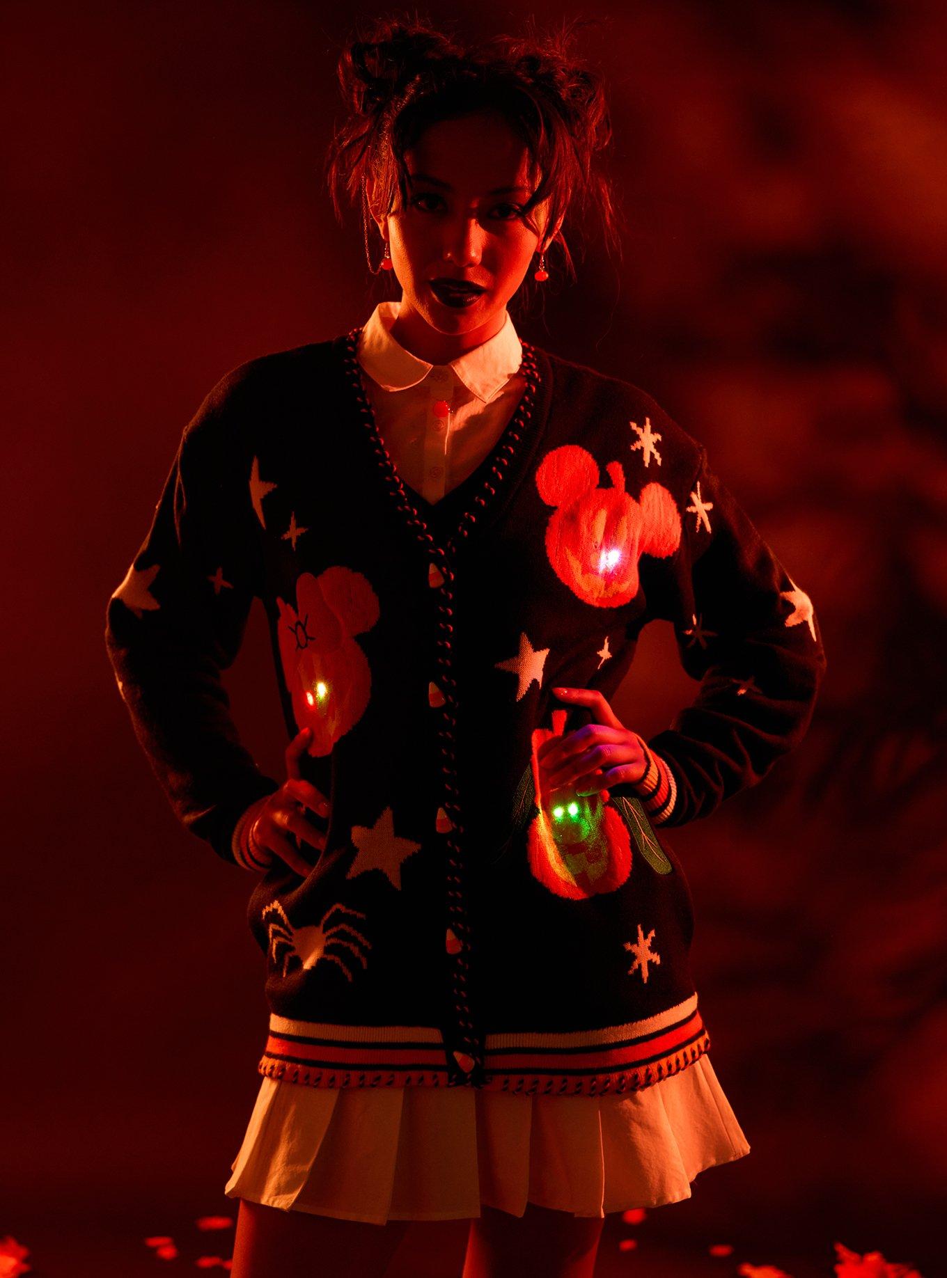 Her Universe Disney Halloween Light-Up Pumpkin Girls Cardigan, MULTI, alternate - view 5
