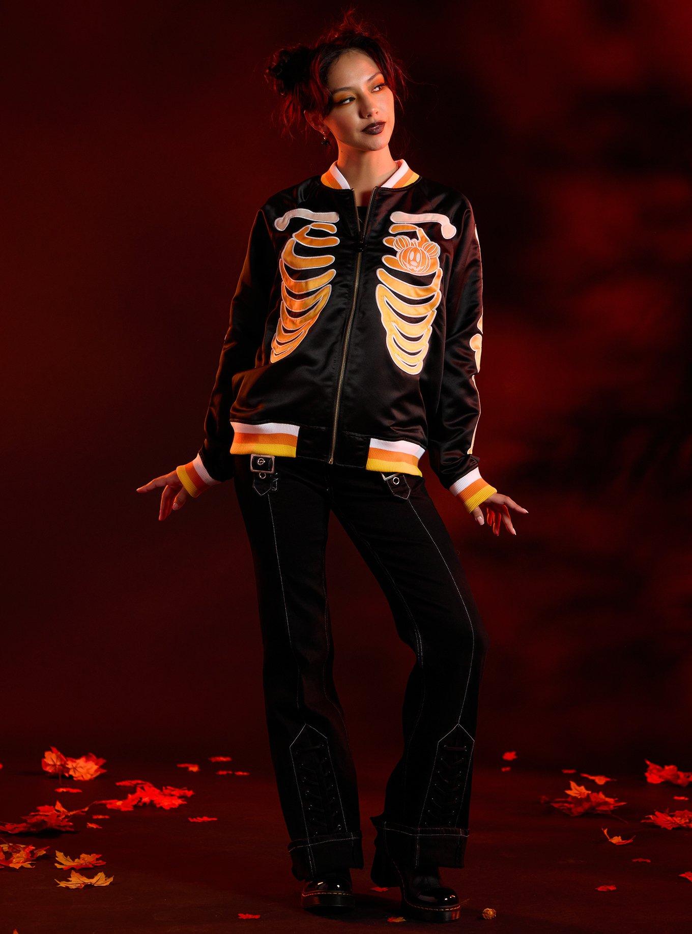 Her Universe Disney Halloween Glow-In-The-Dark Reversible Girls Varsity Jacket, ORANGE, alternate - view 3