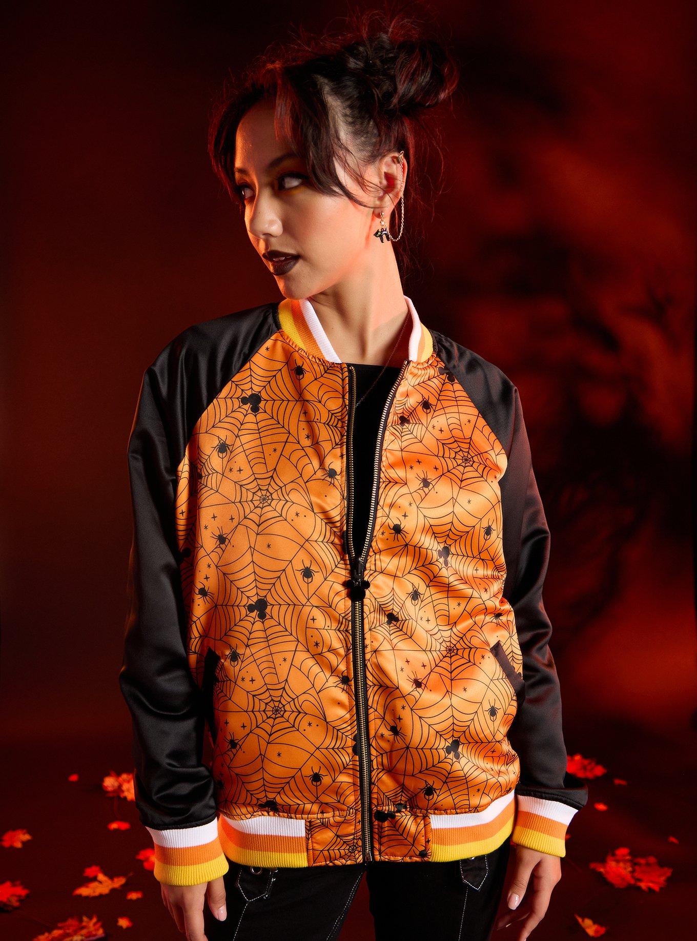 Her Universe Disney Halloween Glow-In-The-Dark Reversible Girls Varsity Jacket, ORANGE, alternate - view 4