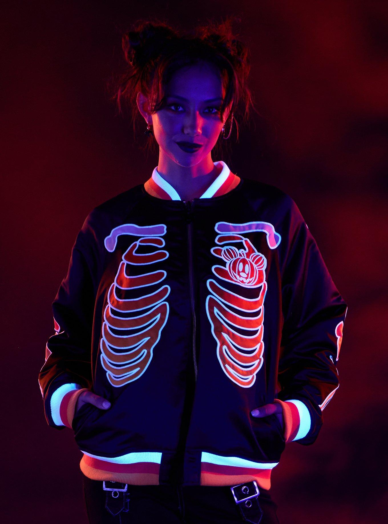 Her Universe Disney Halloween Glow-In-The-Dark Reversible Girls Varsity Jacket, ORANGE, alternate - view 5