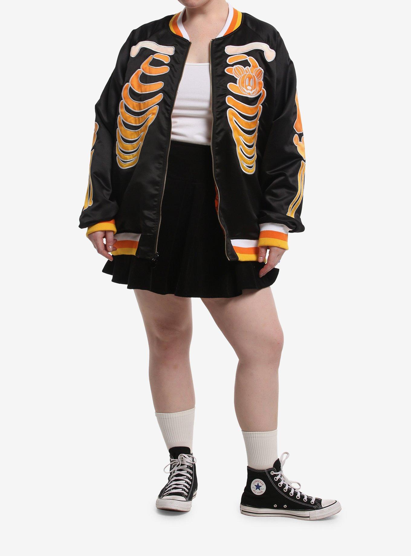 Her Universe Disney Halloween Glow-In-The-Dark Reversible Girls Varsity Jacket Plus Size, ORANGE, alternate - view 3