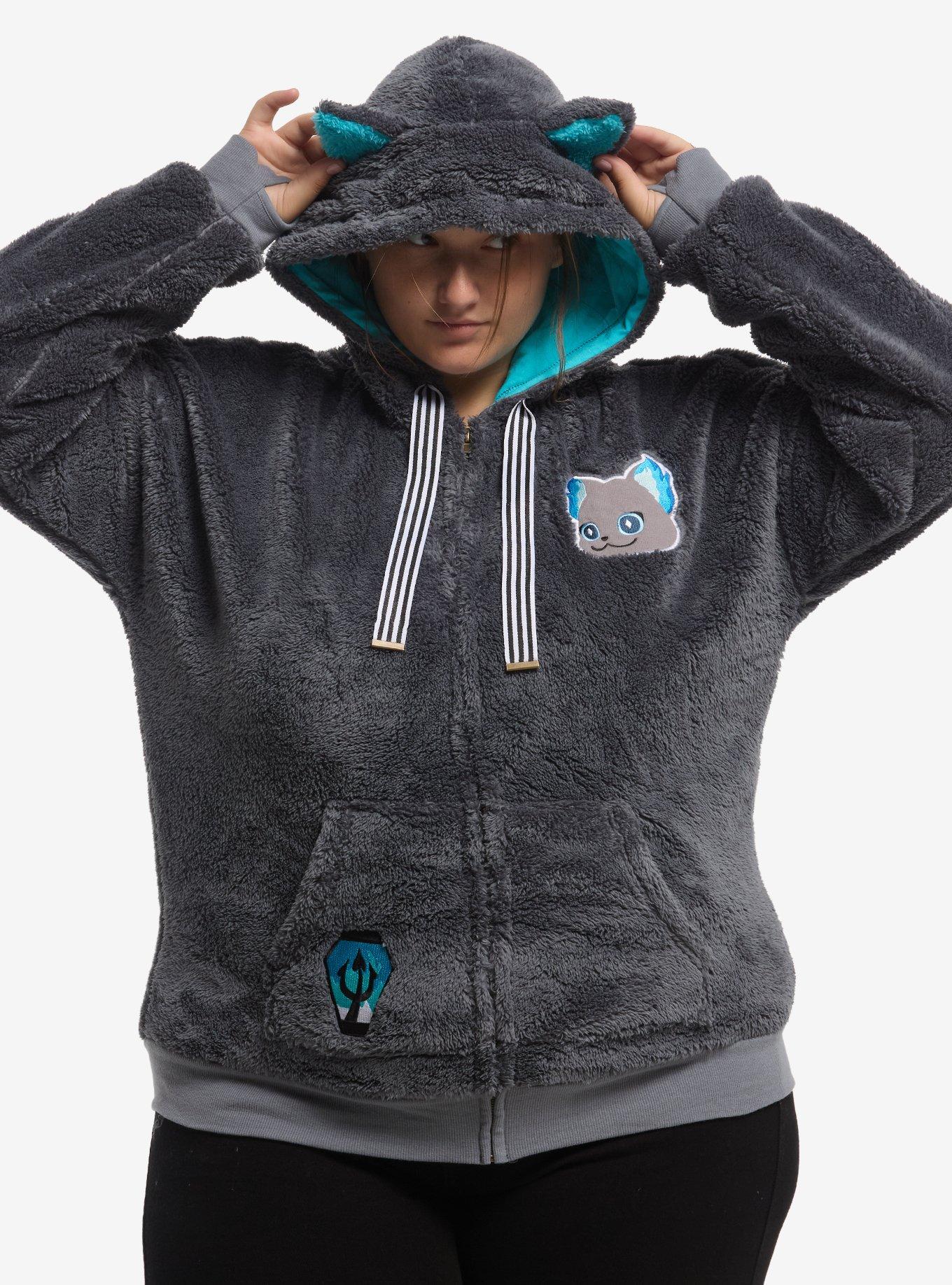 Disney Twisted-Wonderland Grim Fuzzy Girls Hoodie Plus Size, MULTI, alternate - view 4