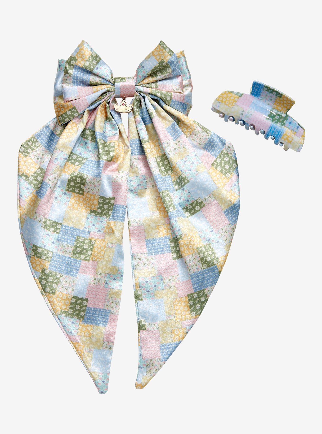 Disney Princess Patchwork Quilt Hair Bow & Claw Clip Set &mdash; BoxLunch Exclusive, , hi-res