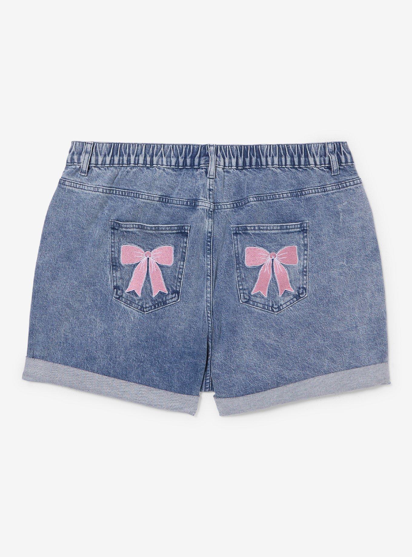 Disney The Aristocats Marie Floral High Waisted Women's Plus Size Shorts - BoxLunch Exclusive, DENIM, alternate