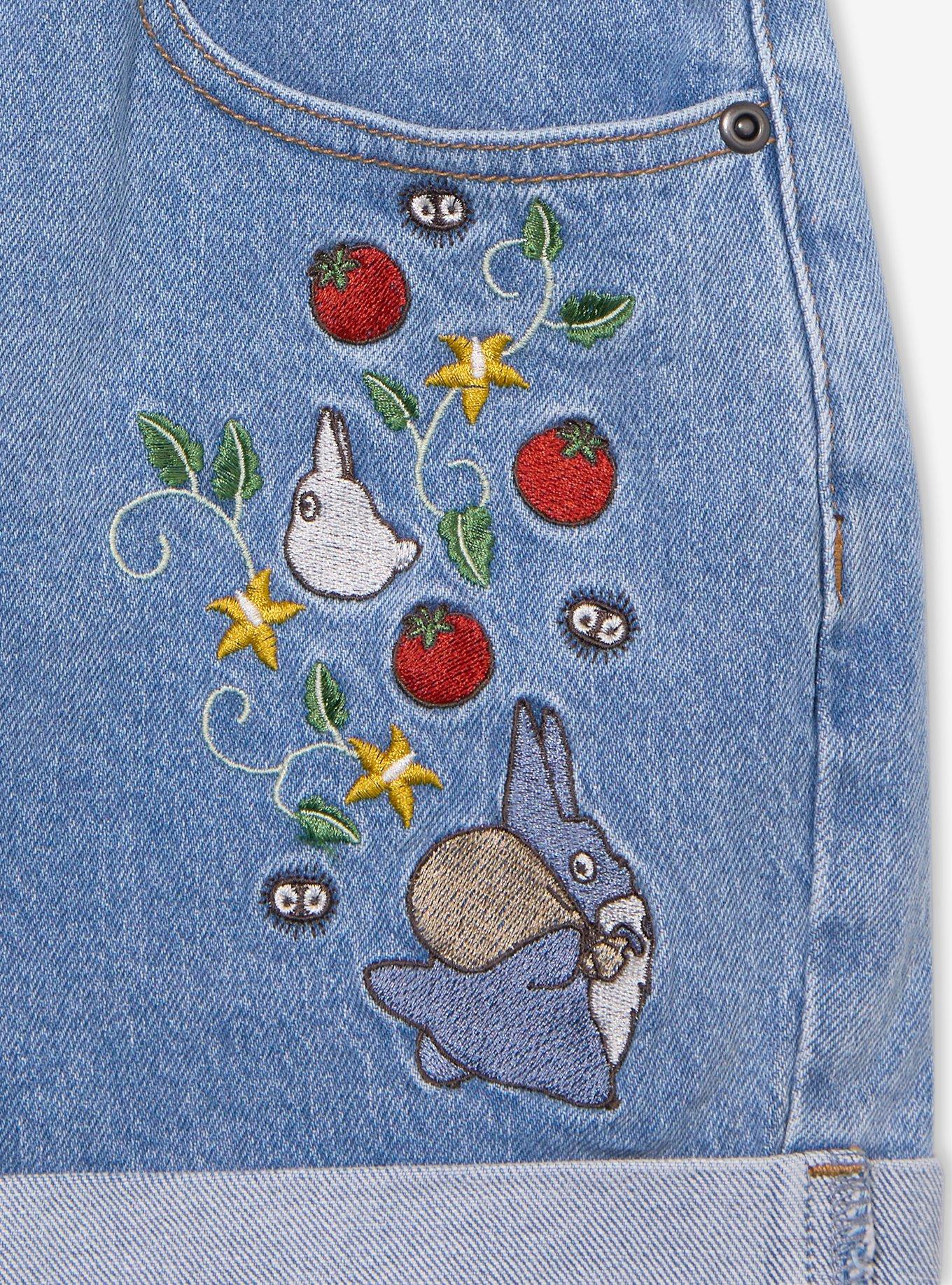 Studio Ghibli&reg; My Neighbor Totoro Veggies Embroidered Women's High Waisted Shorts - BoxLunch Exclusive, DENIM, alternate