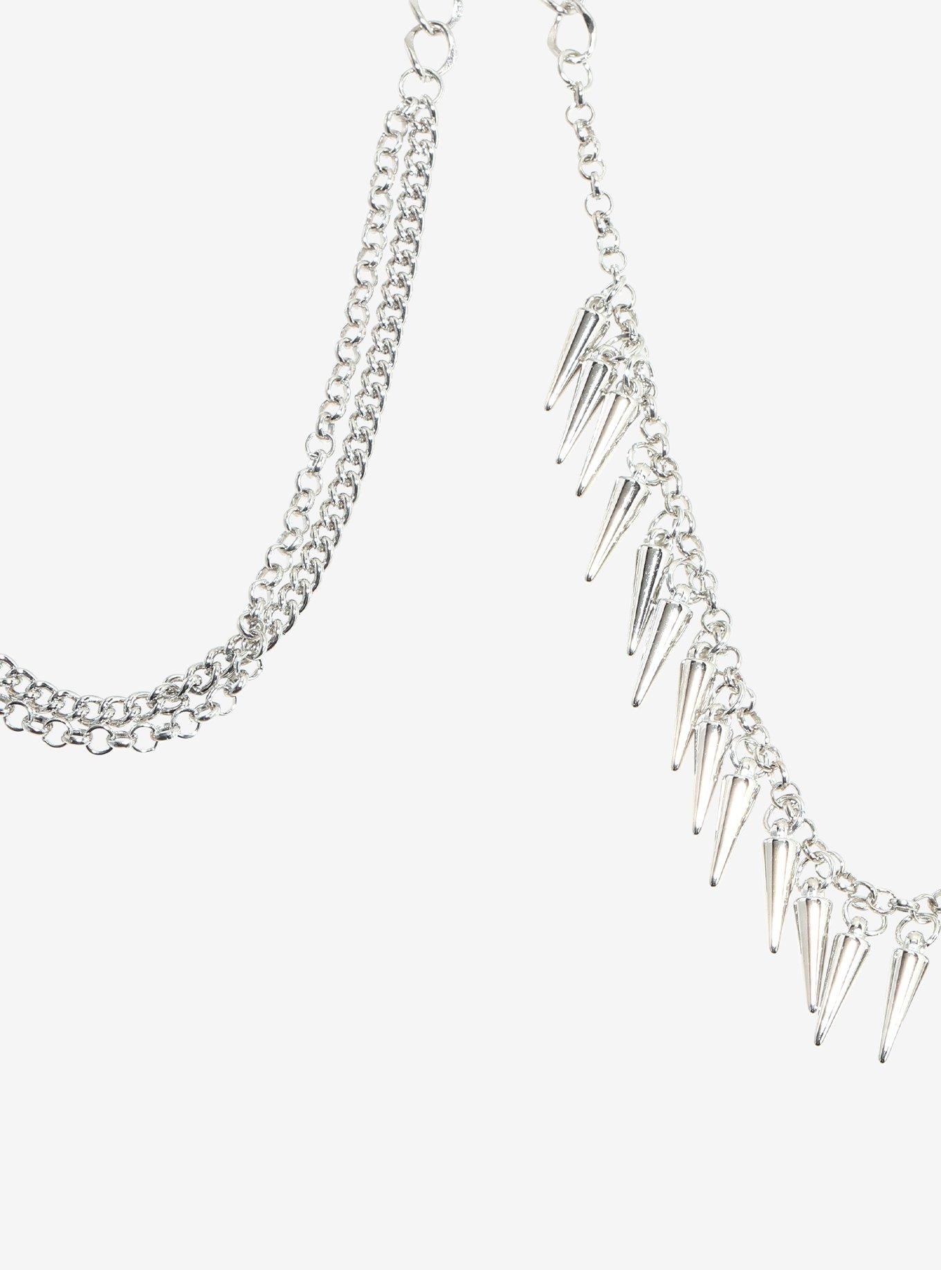 Multi-Chain Spike Charm Necklace Set, , alternate