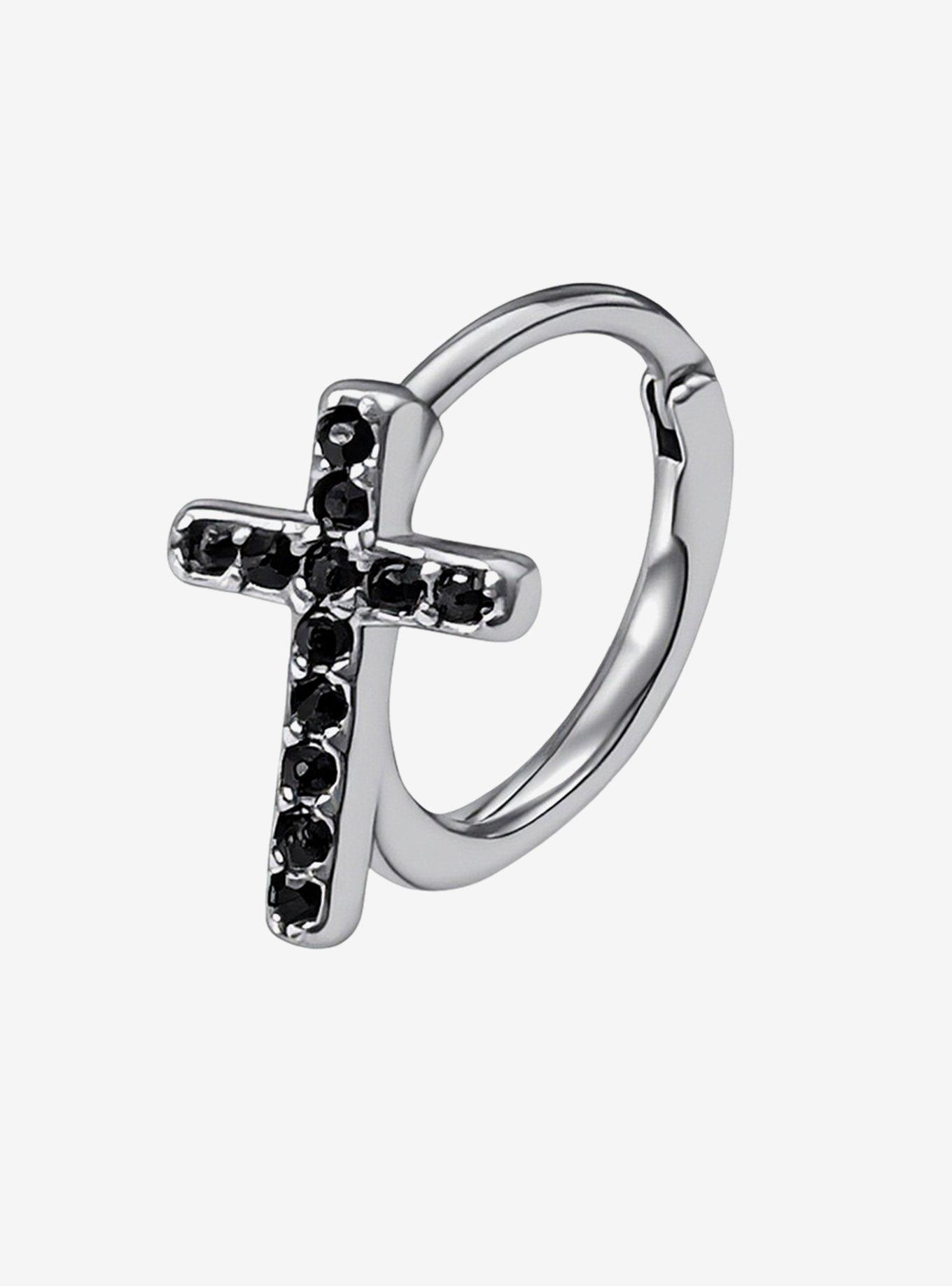 Steel Black Cross Navel Hinged Clicker, , hi-res