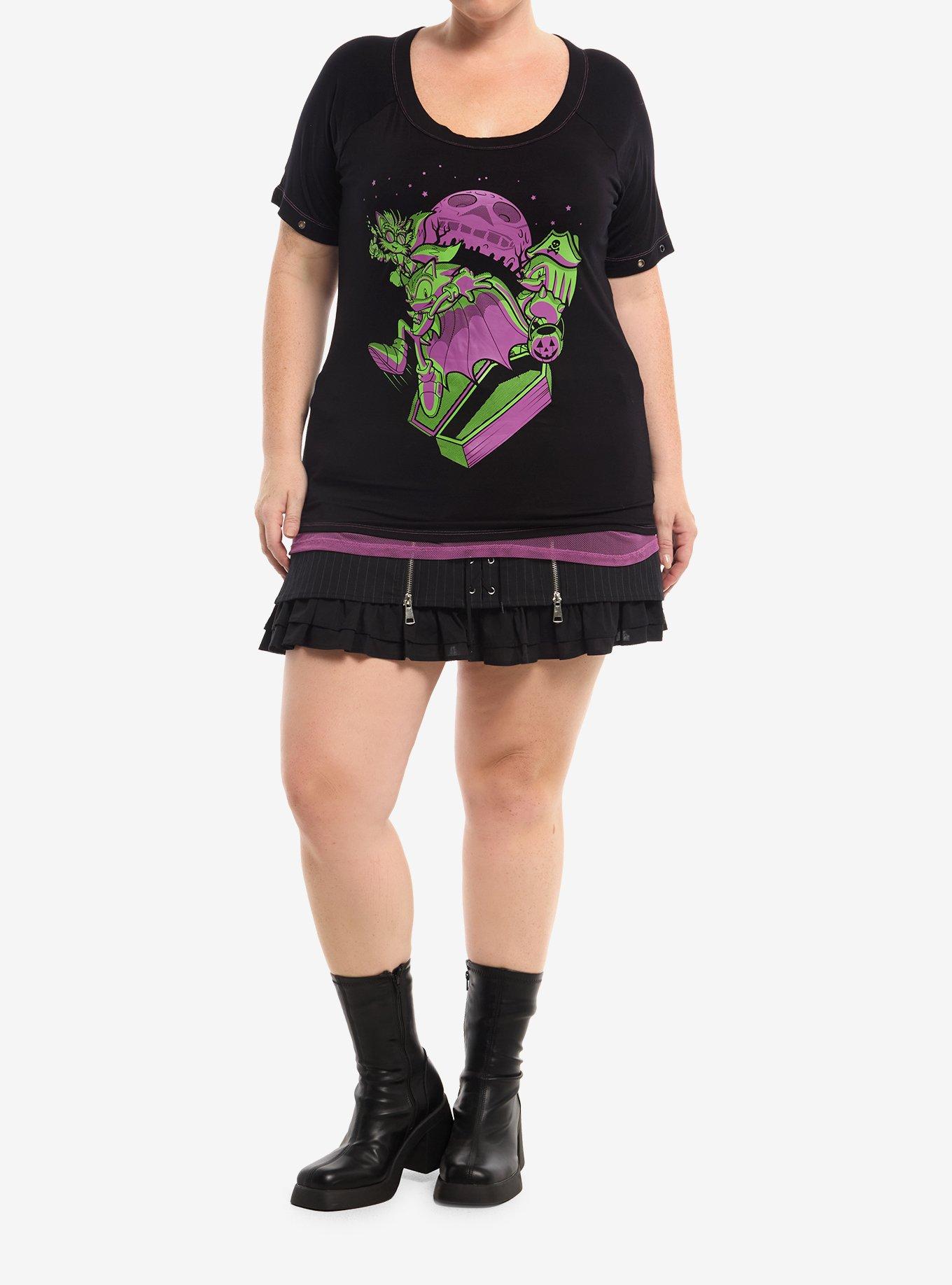 Sonic The Hedgehog Halloween Destructed Girls T-Shirt Plus Size, PURPLE, alternate - view 3