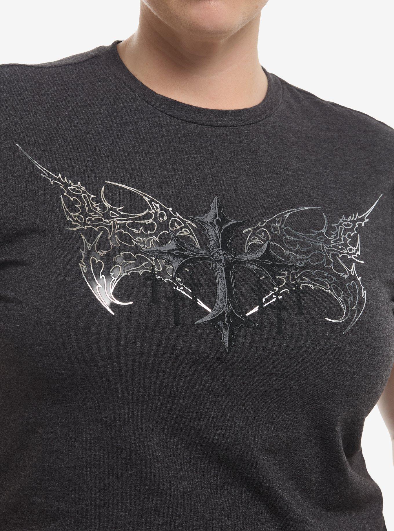 Social Collision Cyber Sigil Winged Cross Girls Baby T-Shirt Plus Size, MULTI, alternate