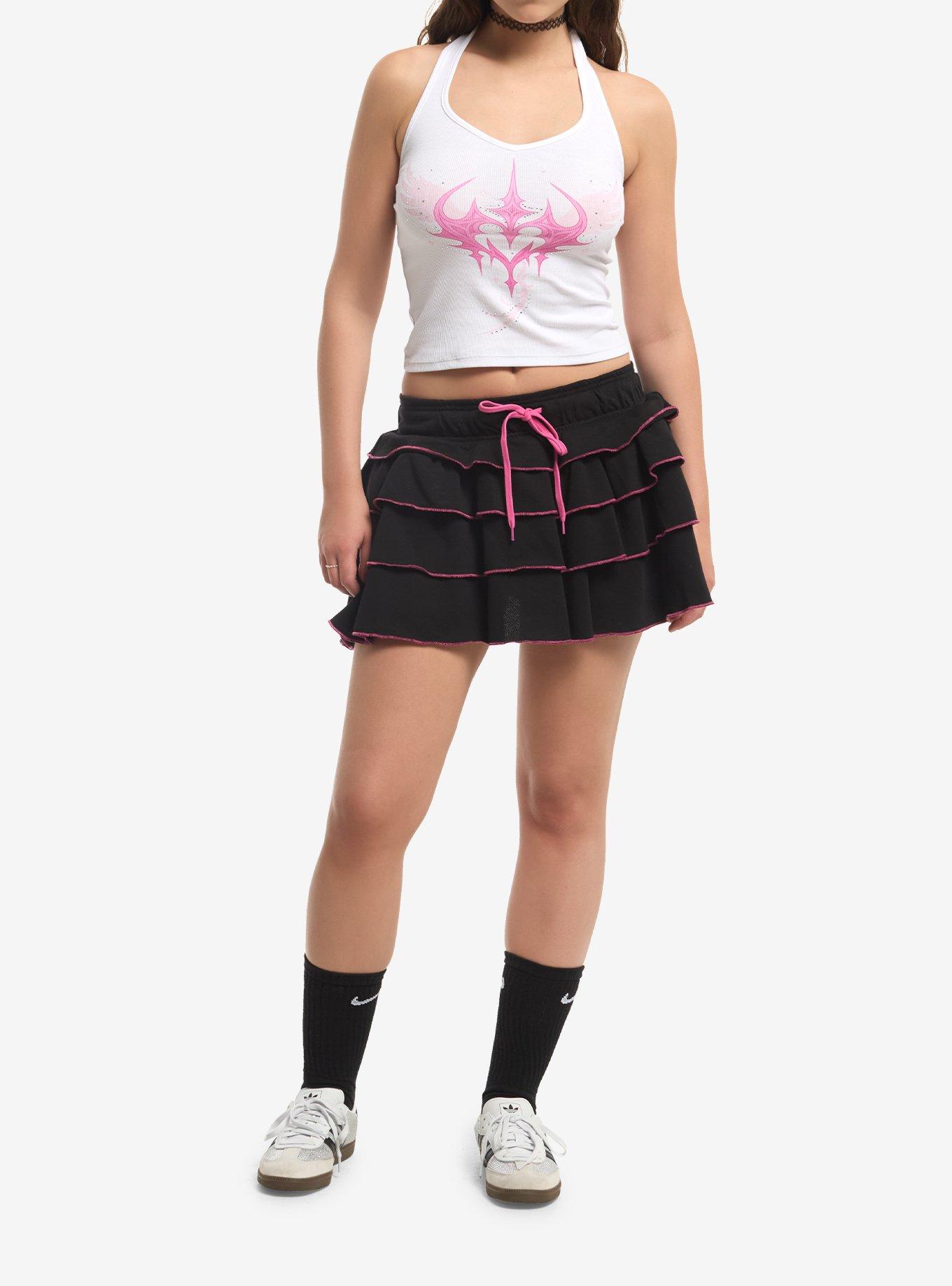 Sweet Society Pink Cyber Sigil Rhinestone Girls Halter Top, , hi-res