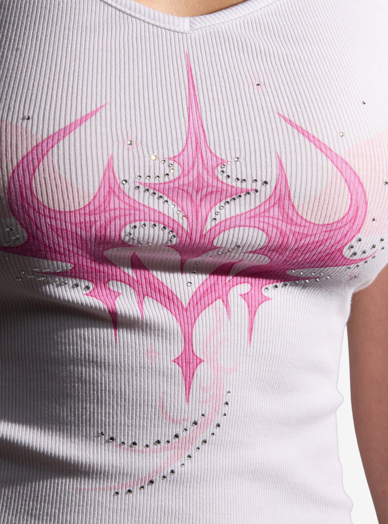 Sweet Society Pink Cyber Sigil Rhinestone Girls Halter Top, MULTI, alternate