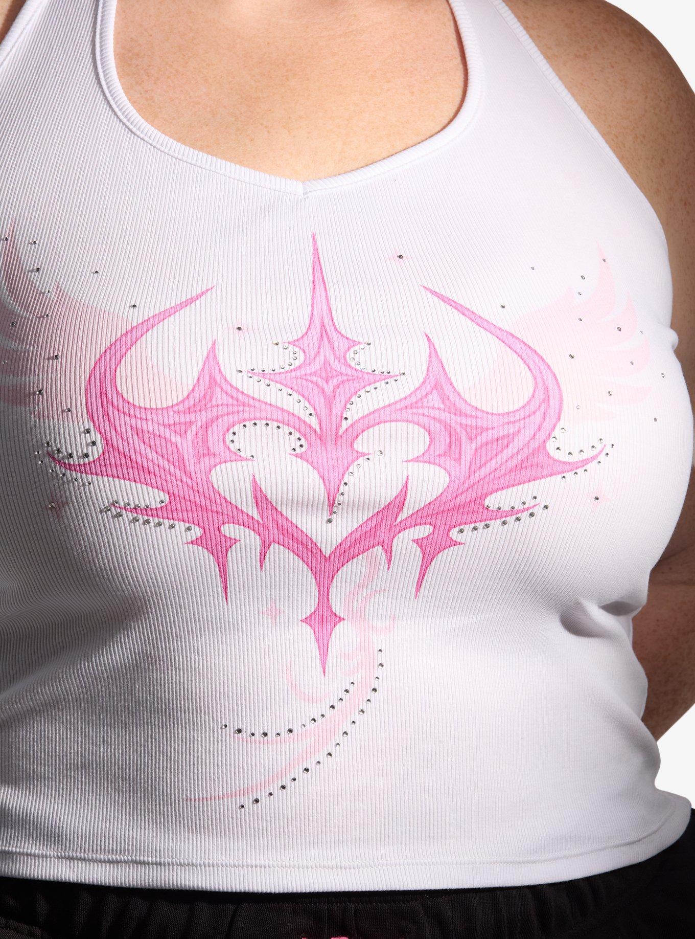 Sweet Society Pink Cyber Sigil Rhinestone Girls Halter Top Plus Size, MULTI, alternate