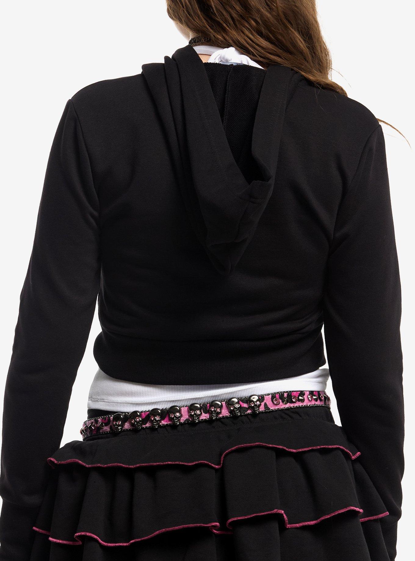 Sweet Society Pink Cross Chain Girls Extreme Crop Hoodie, , hi-res