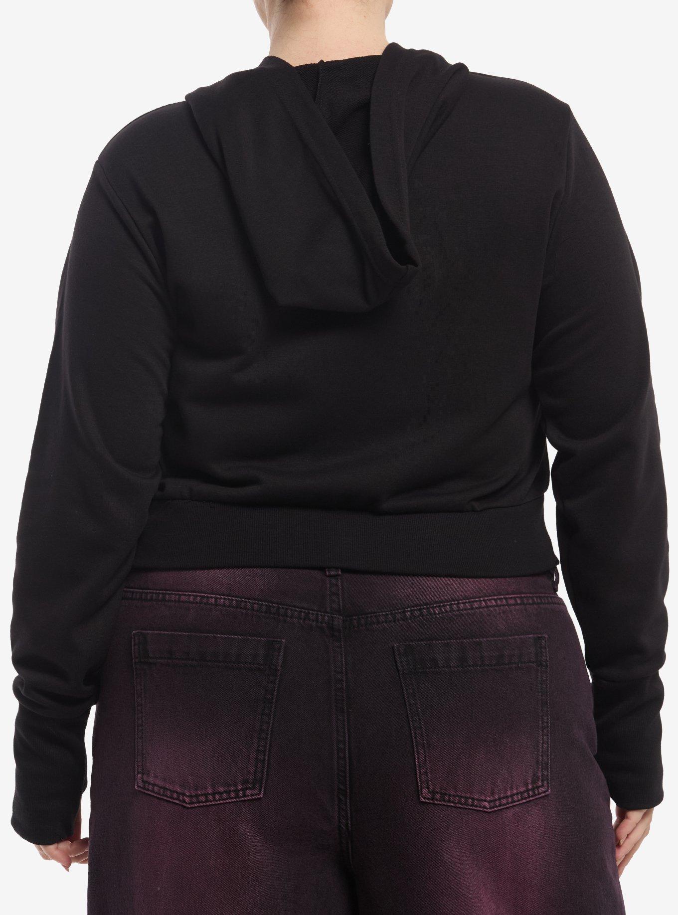 Sweet Society Pink Cross Chain Girls Extreme Crop Hoodie Plus Size, MULTI, alternate