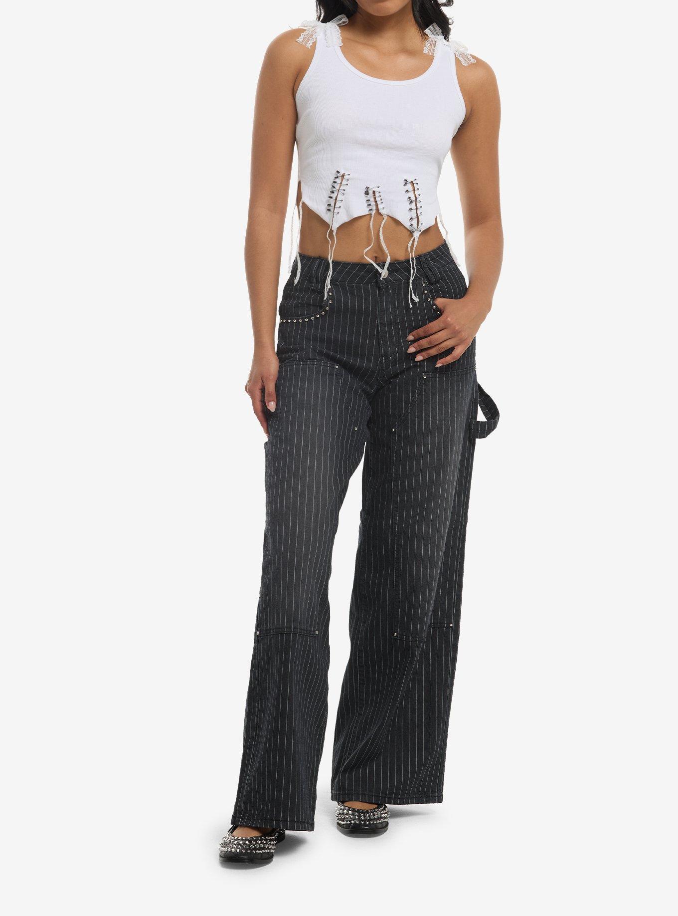 Cosmic Aura Safety Pin & White Lace Girls Tank Top, , hi-res