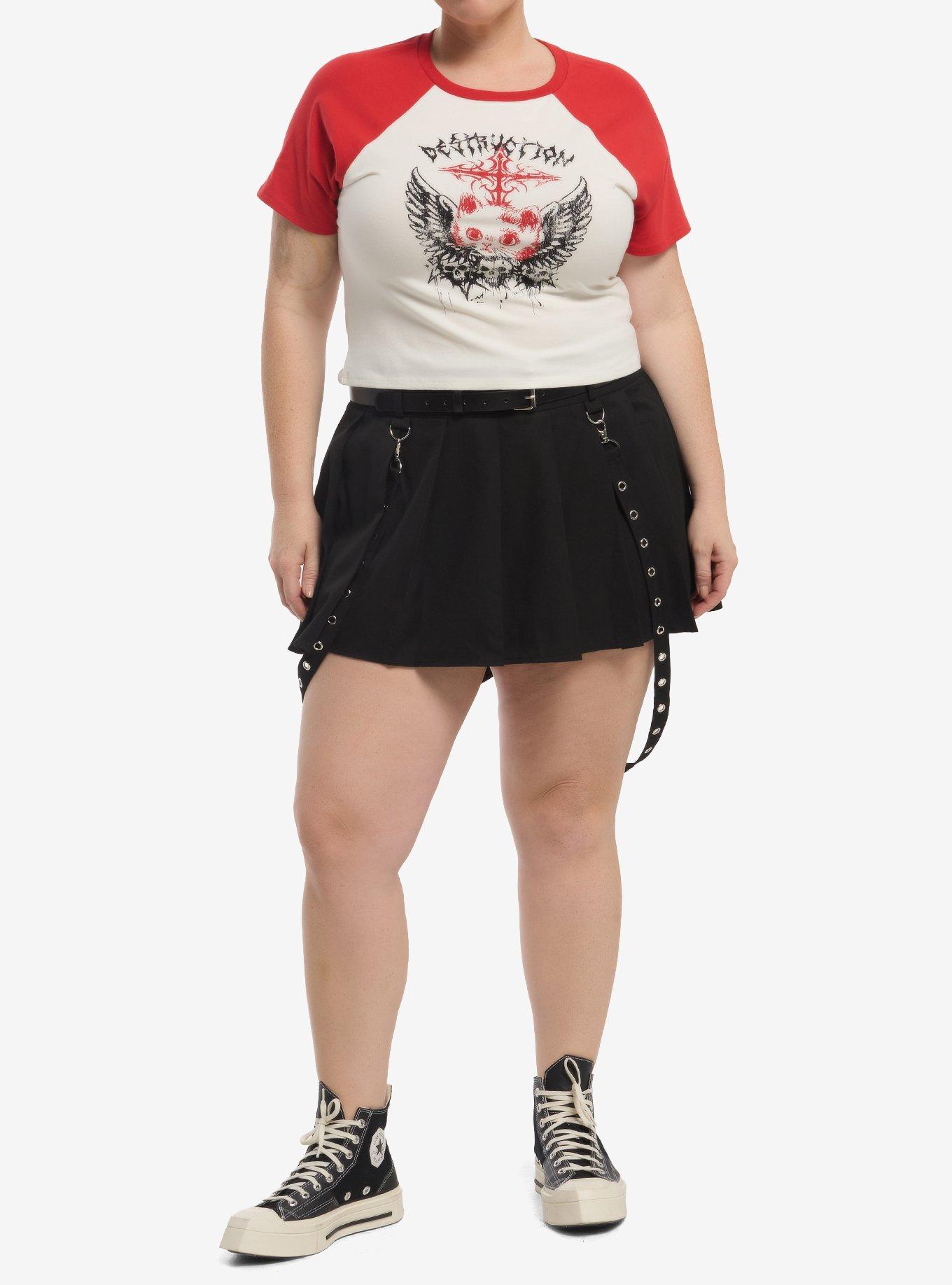 Social Collision Destruction Cat Girls Raglan T-Shirt Plus Size, , hi-res