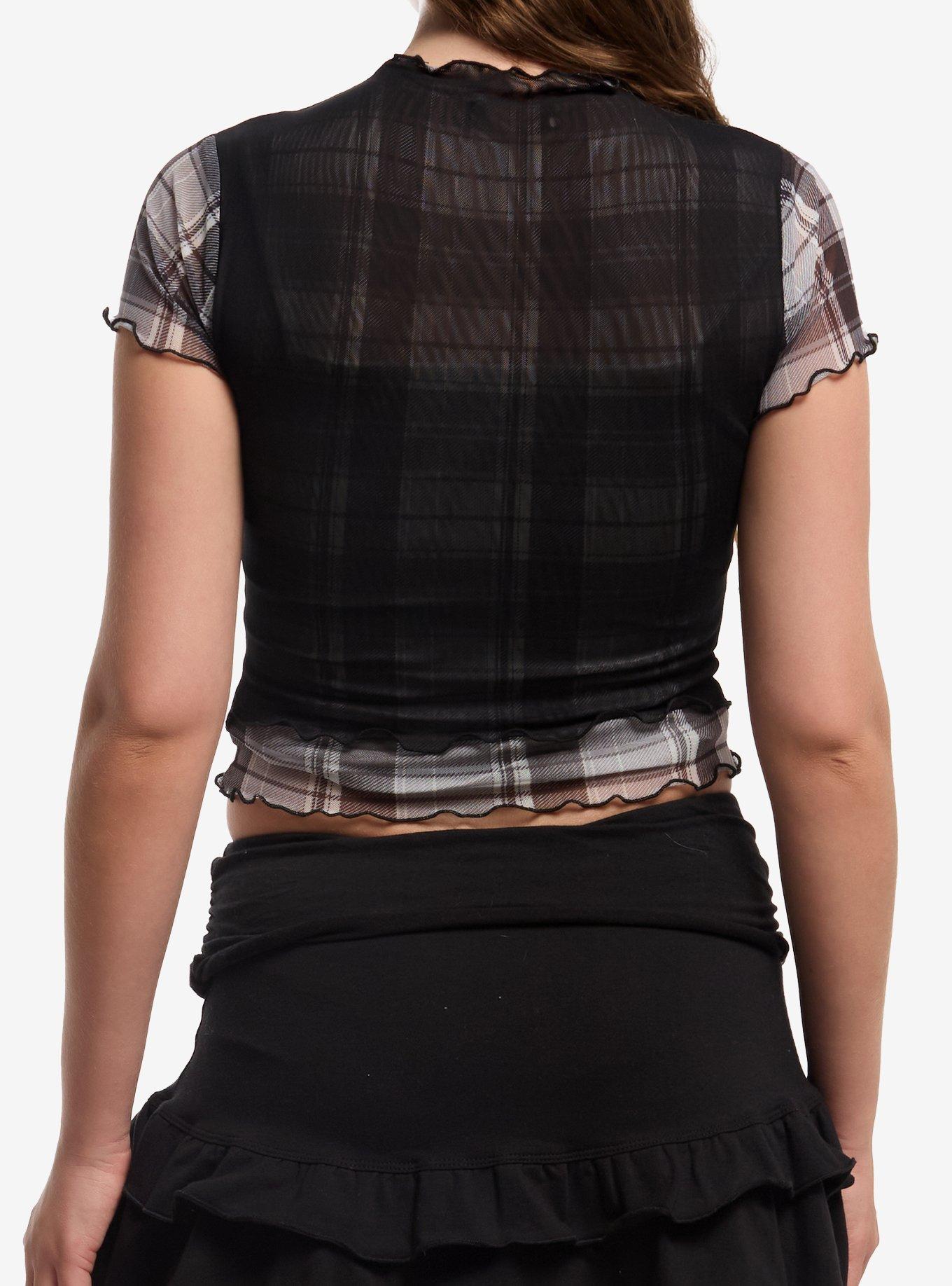 Social Collision Butterfly Star Mesh Girls Twofer Top, MULTI, alternate