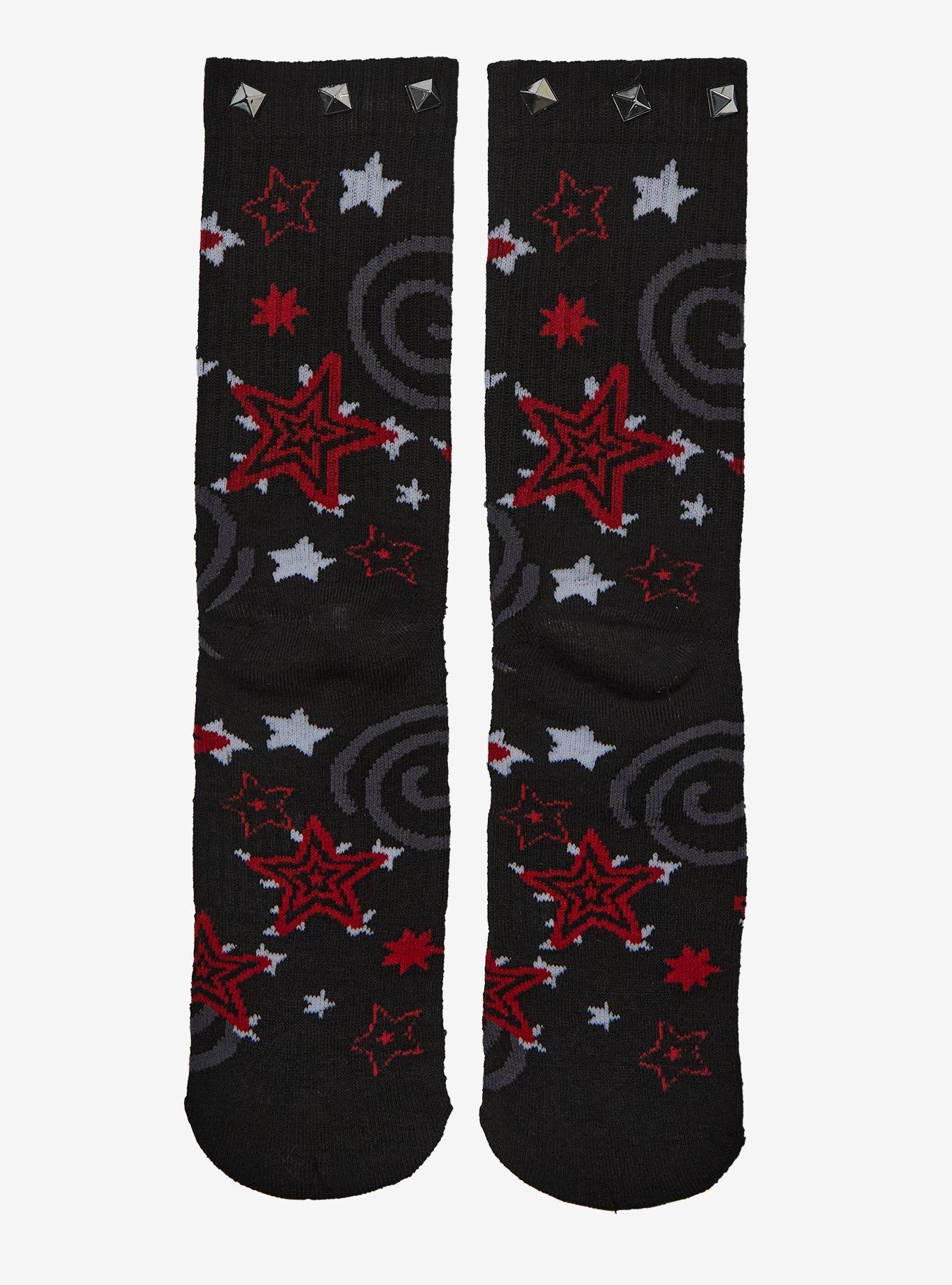 Star Spiral Stud Crew Socks, , hi-res