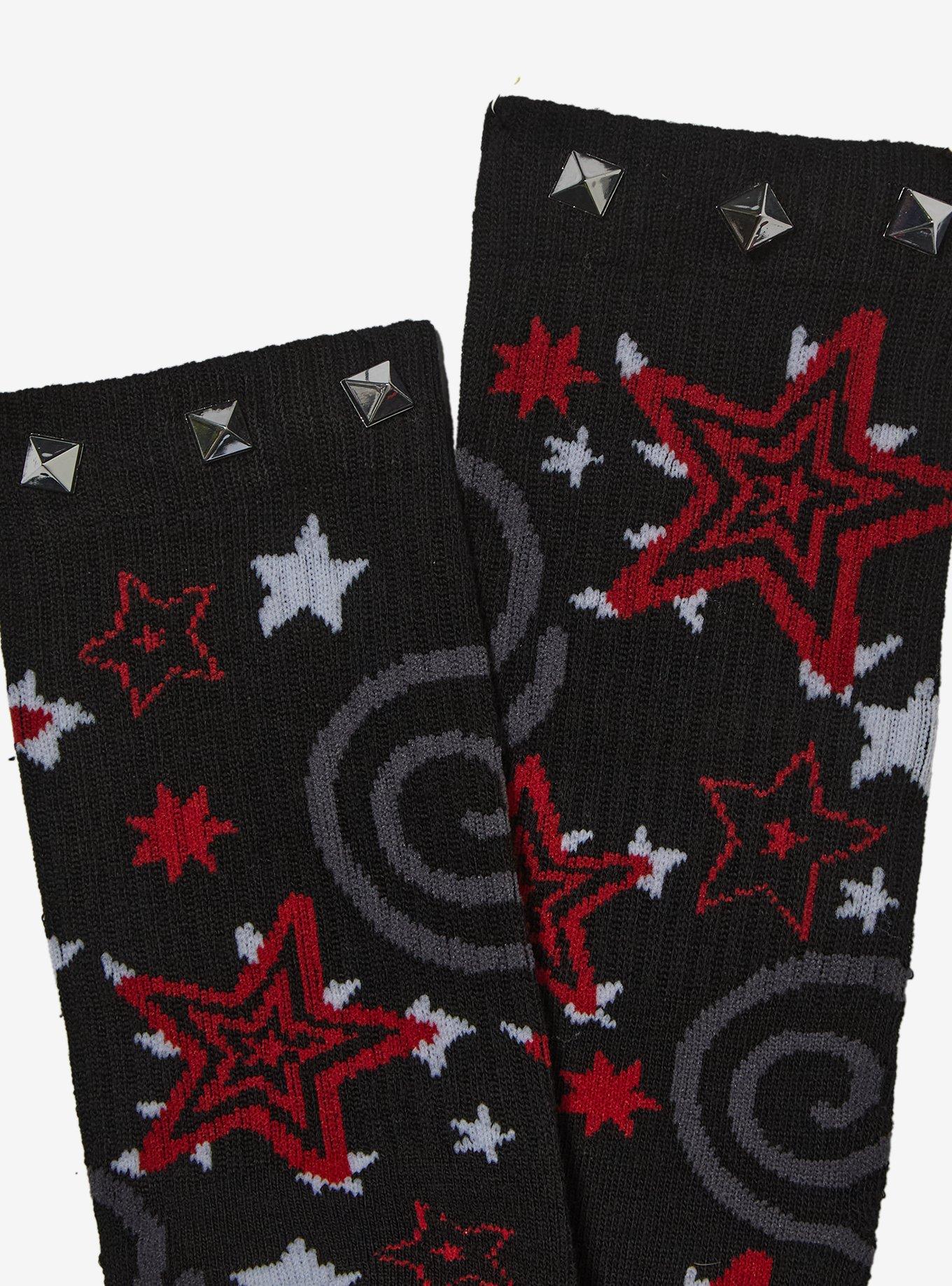 Star Spiral Stud Crew Socks, , alternate