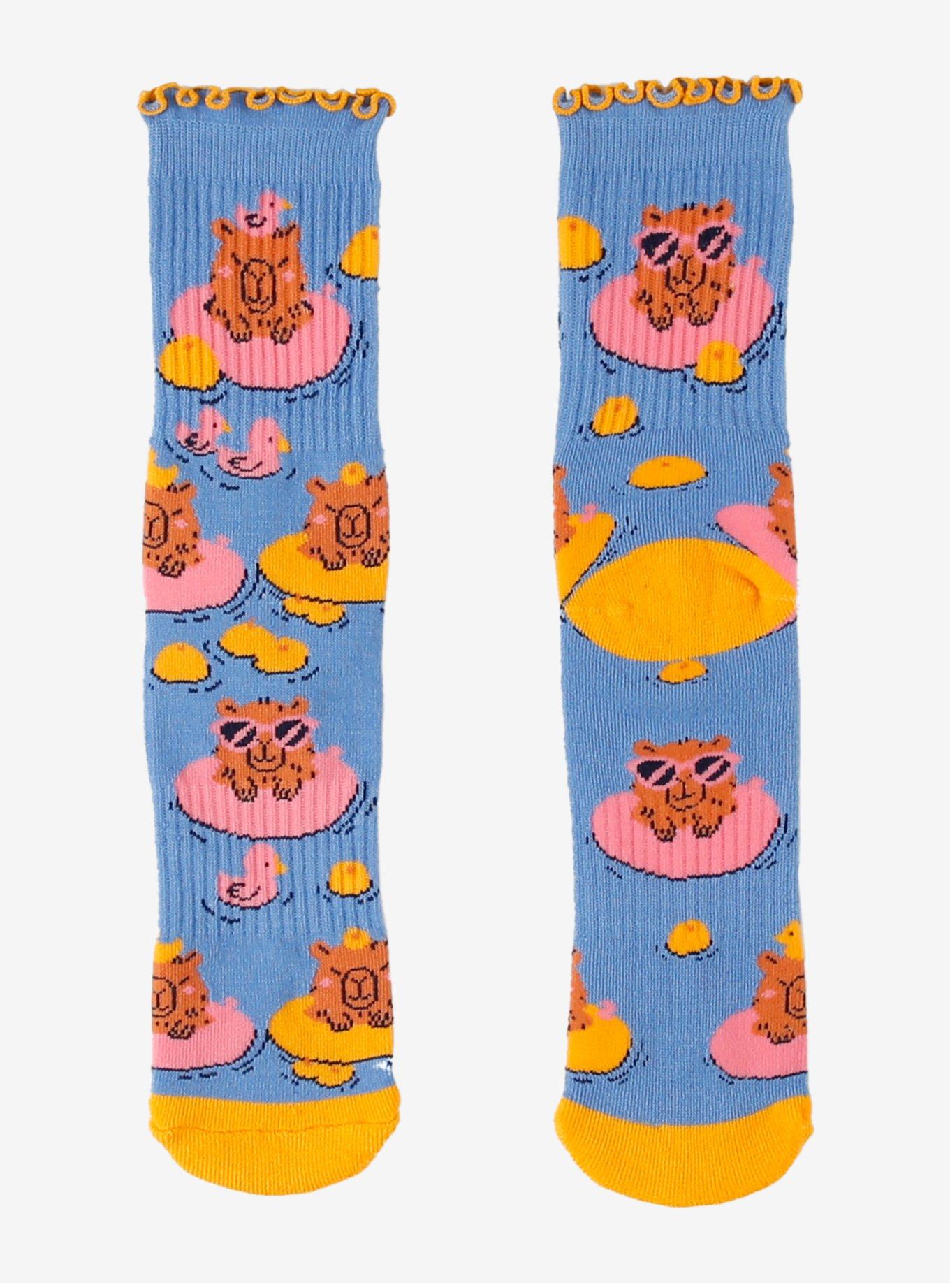 Capybara Orange Swimming Crew Socks, , hi-res