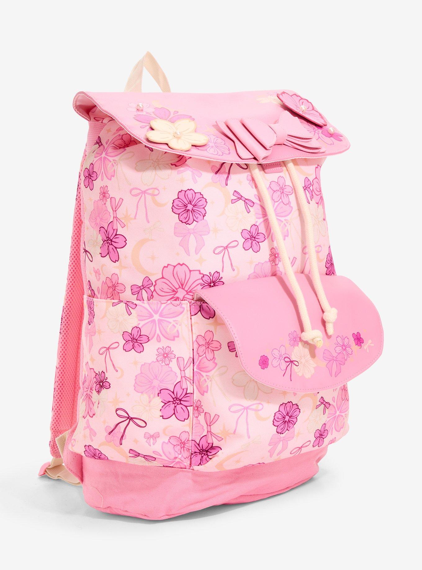 Cherry Blossom Ribbon Slouch Backpack, , hi-res