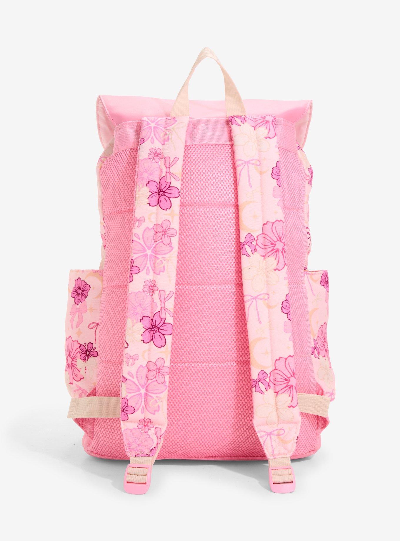 Cherry Blossom Ribbon Slouch Backpack, , alternate - view 3
