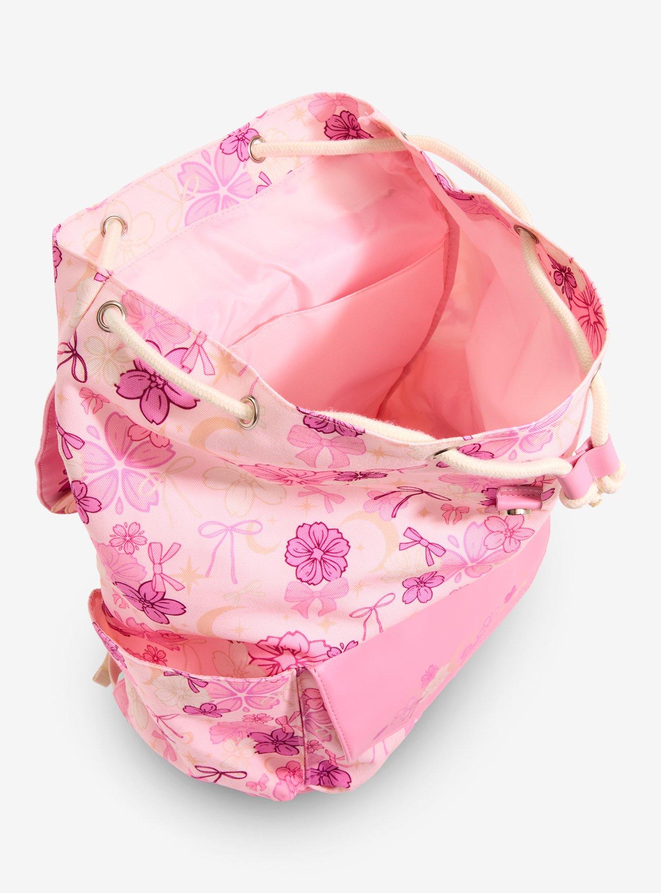 Cherry Blossom Ribbon Slouch Backpack, , alternate - view 4