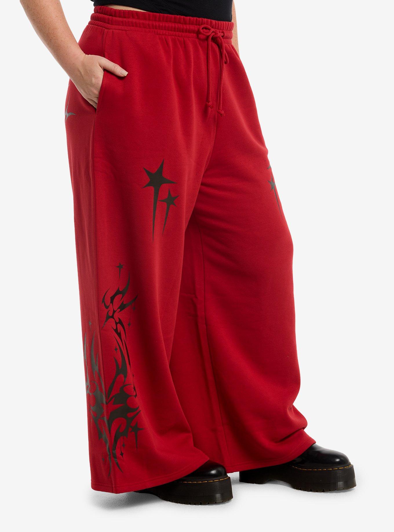 Red Star Cyber Sigil Wide Leg Sweatpants Plus Size, MULTI, alternate - view 3