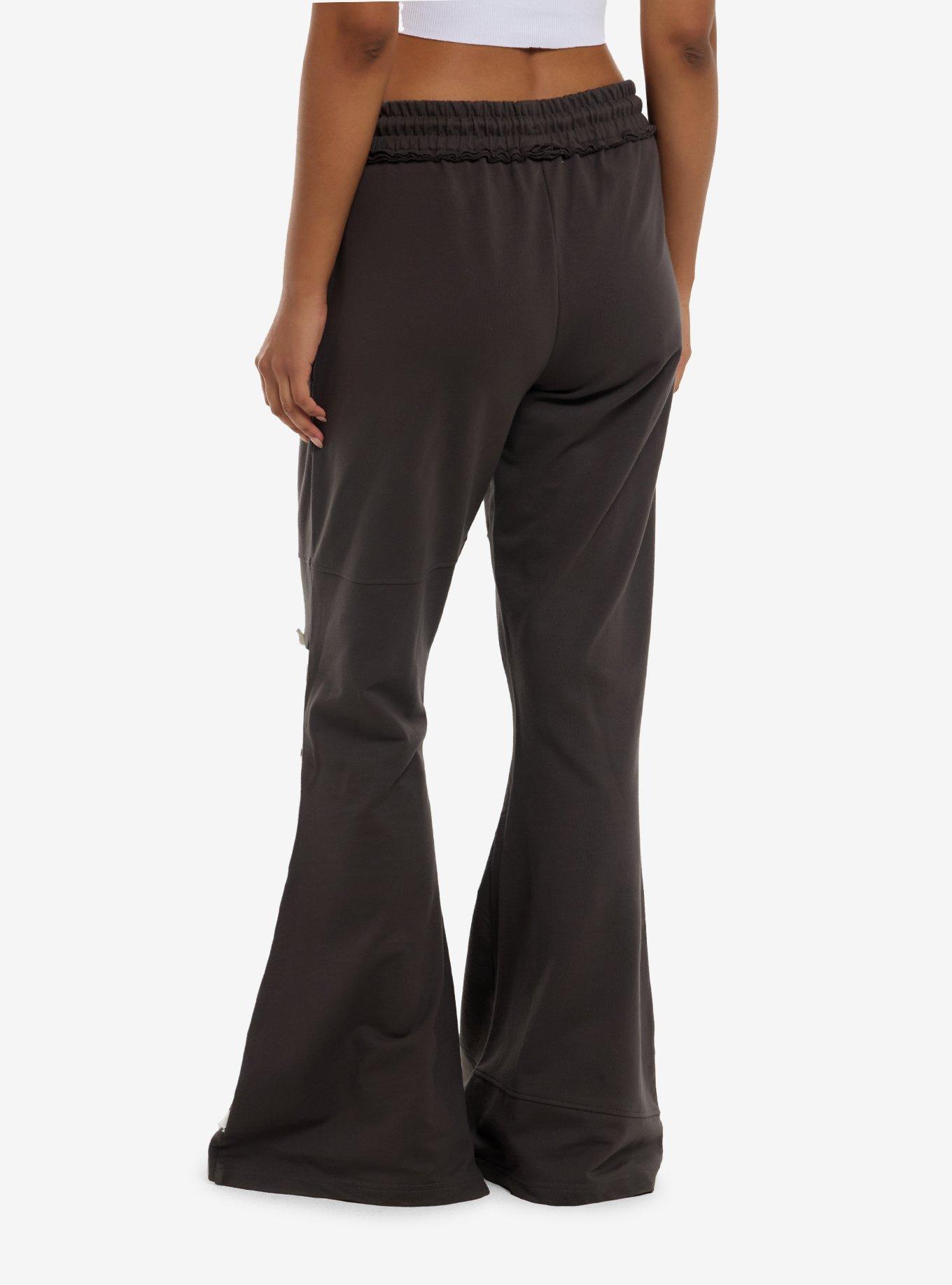 Grey & White Star Stripe Girls Flare Lounge Pants, , hi-res