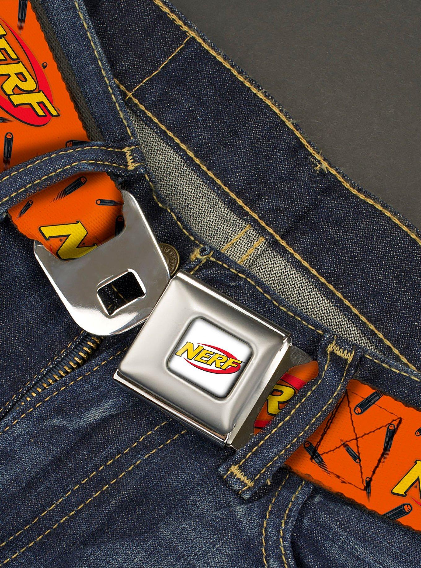 Nerf Logo Darts Scattered Black Seatbelt Buckle Belt, , hi-res