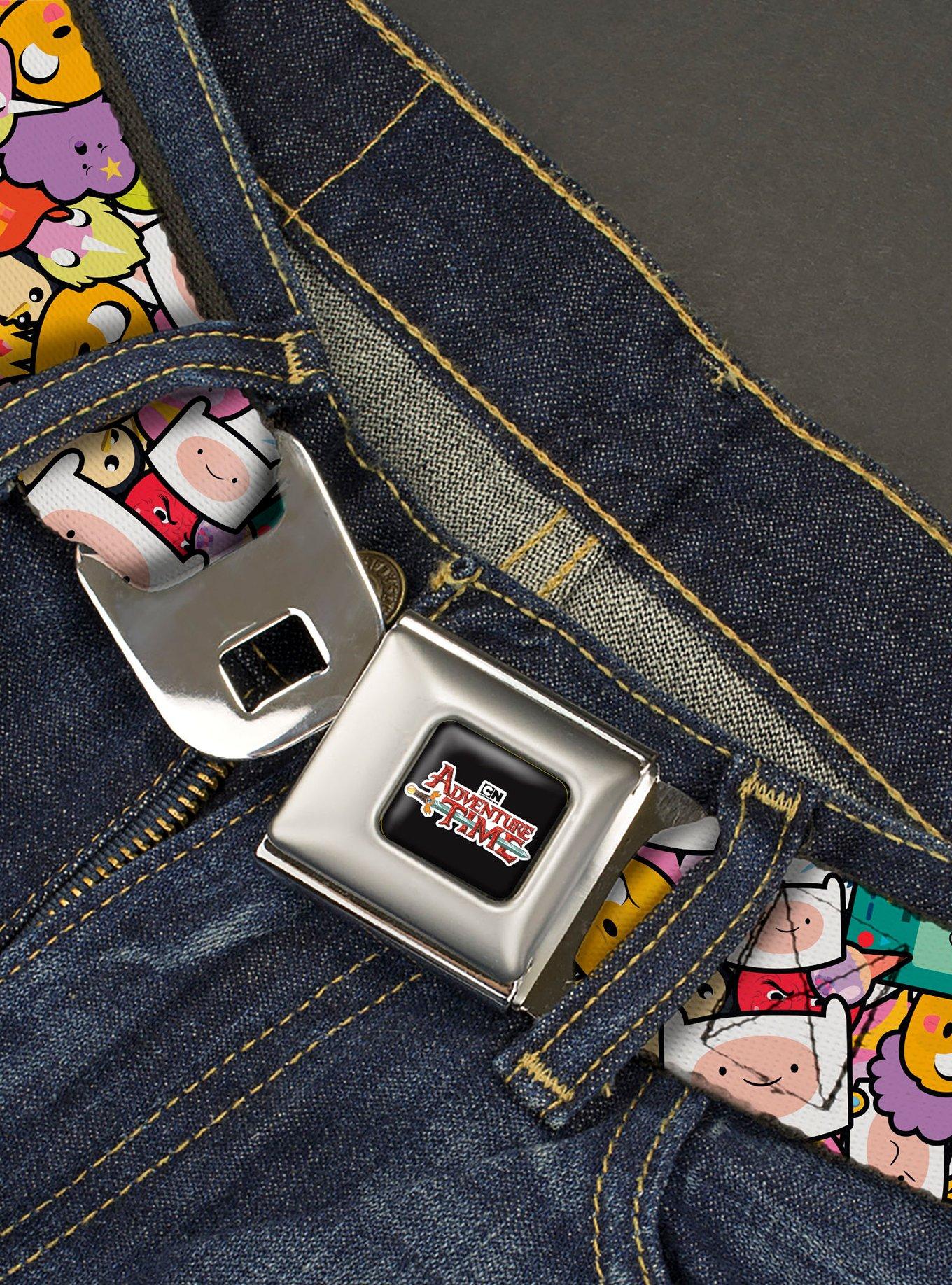 Adventure Time Character Face Icons Stacked Collage Seatbelt Buckle Belt, , hi-res