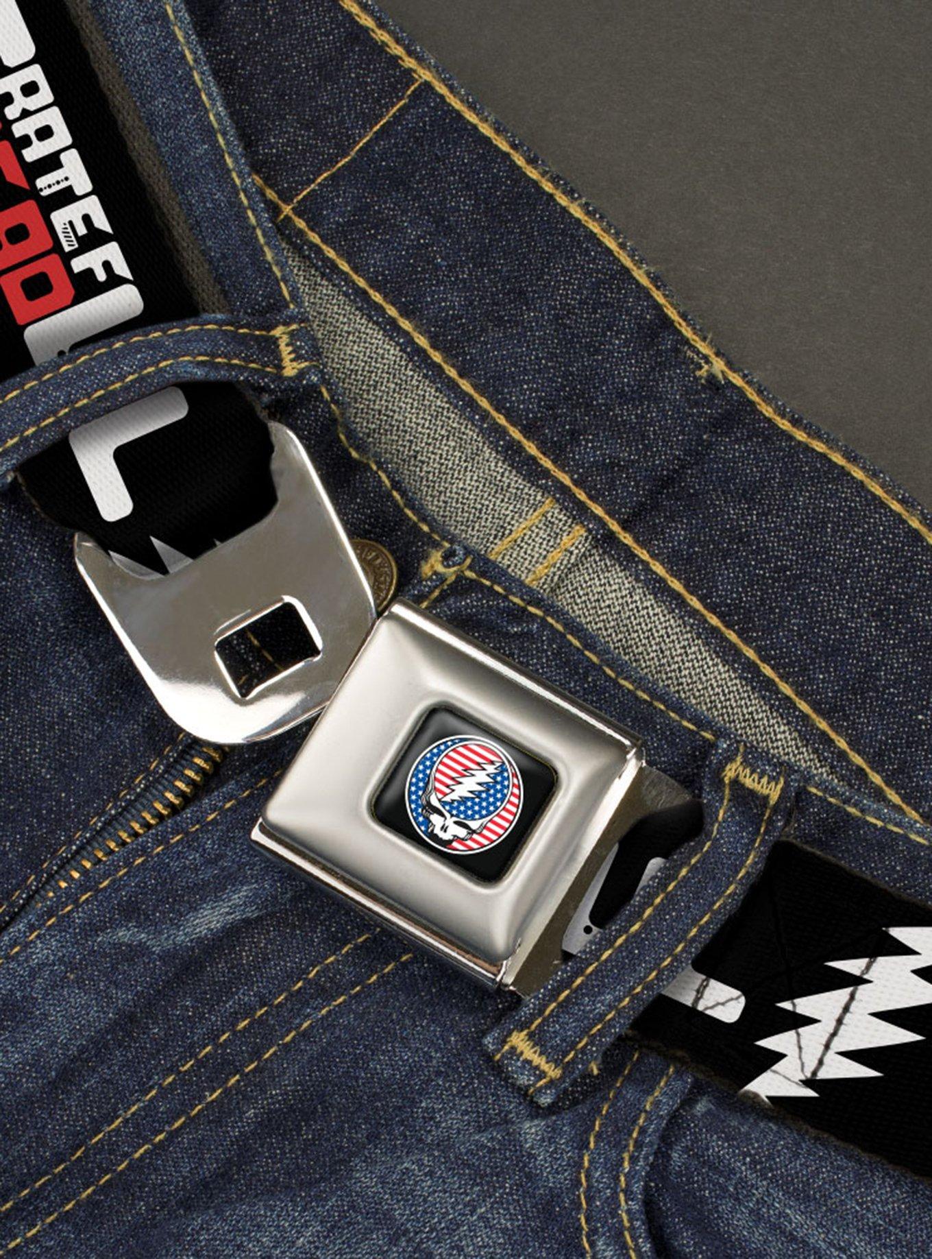Grateful Dead Steal Your Face Stars and Stripes Logo Seatbelt Buckle Belt, , hi-res