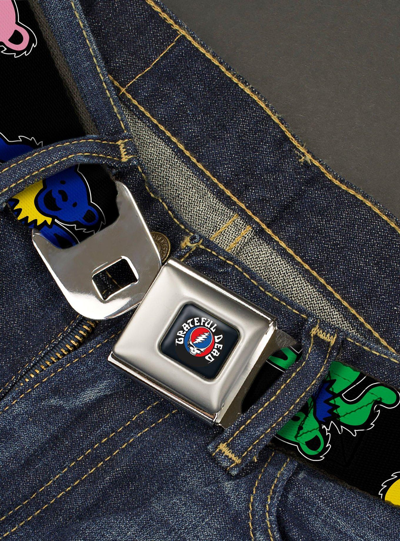 Grateful Dead Dancing Bears Close Up Black Multi Seatbelt Buckle Belt, , hi-res