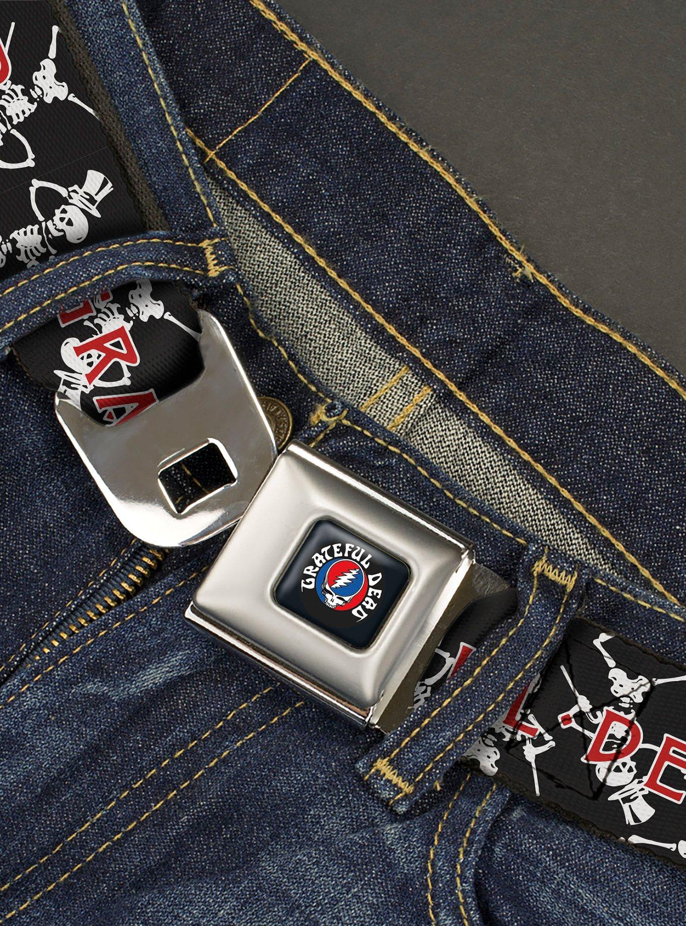 Grateful Dead Dancing Skeletons and Text Seatbelt Buckle Belt, , hi-res