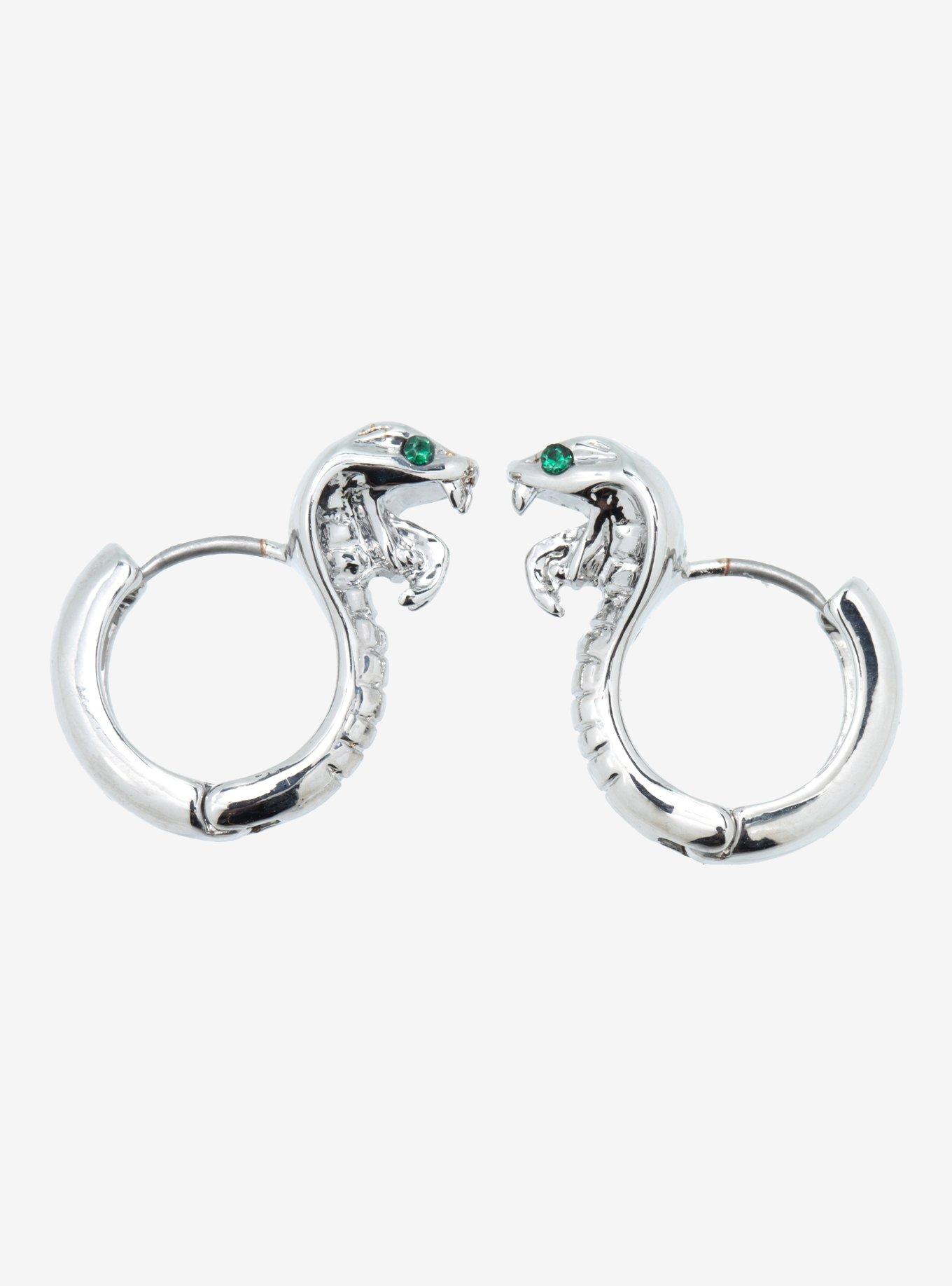 Harry Potter Slytherin Snake Huggie Hoop Earrings, , hi-res