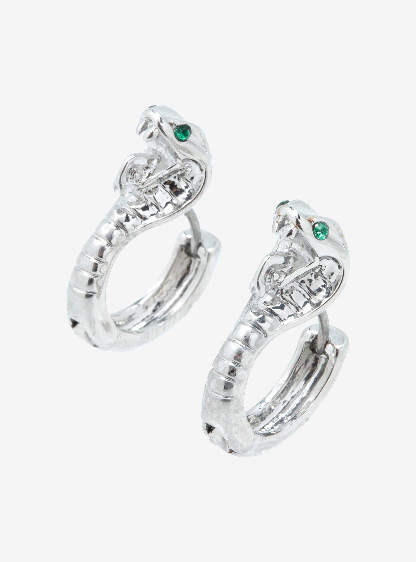 Harry Potter Slytherin Snake Huggie Hoop Earrings, , alternate