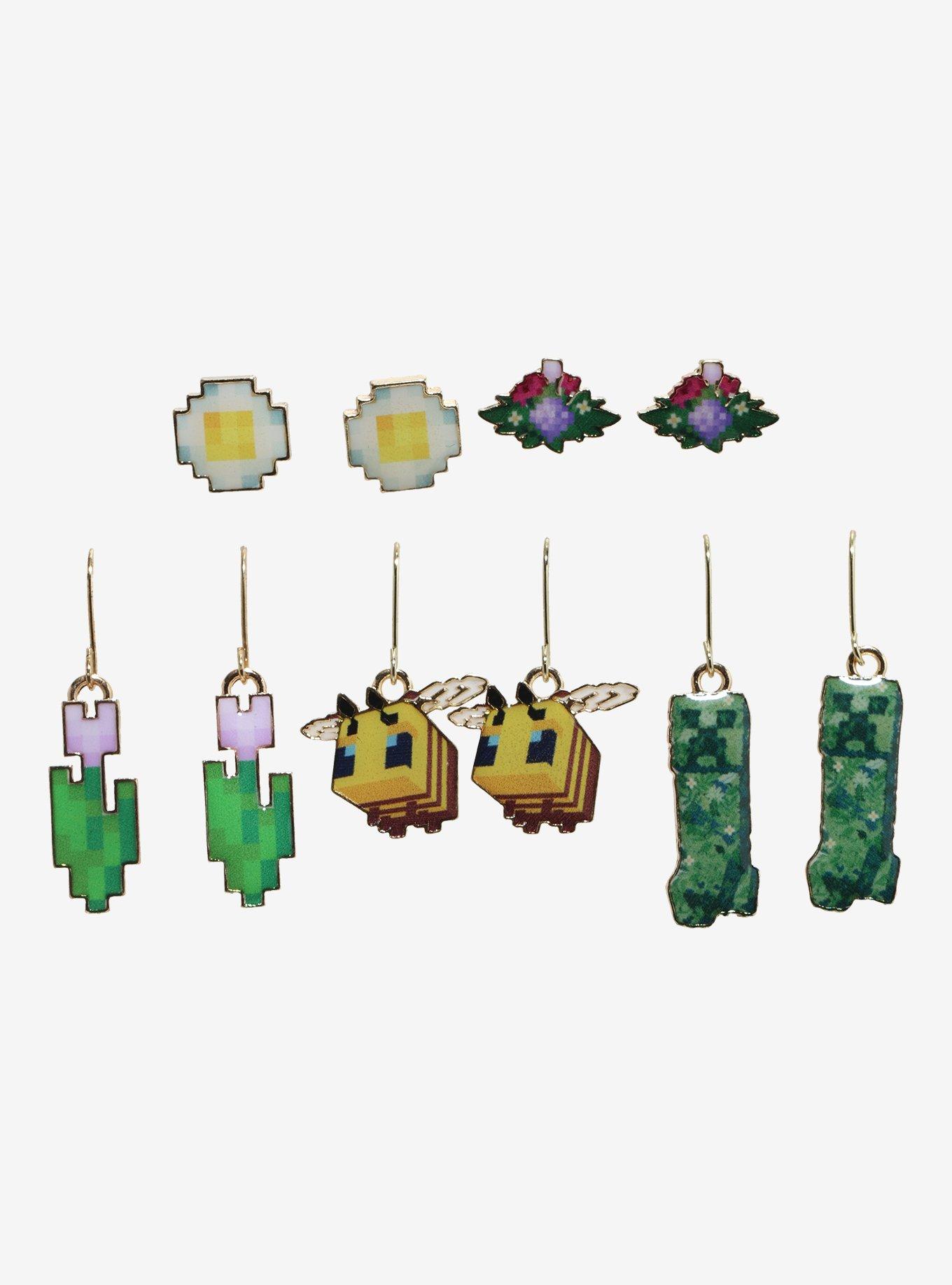 Minecraft Floral Creeper Earring Set, , hi-res