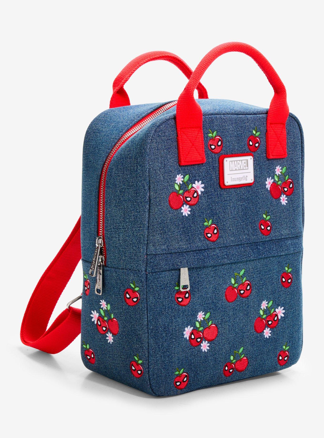Loungefly Marvel Spider-Man Cherries Denim Mini Backpack - BoxLunch Exclusive, , hi-res