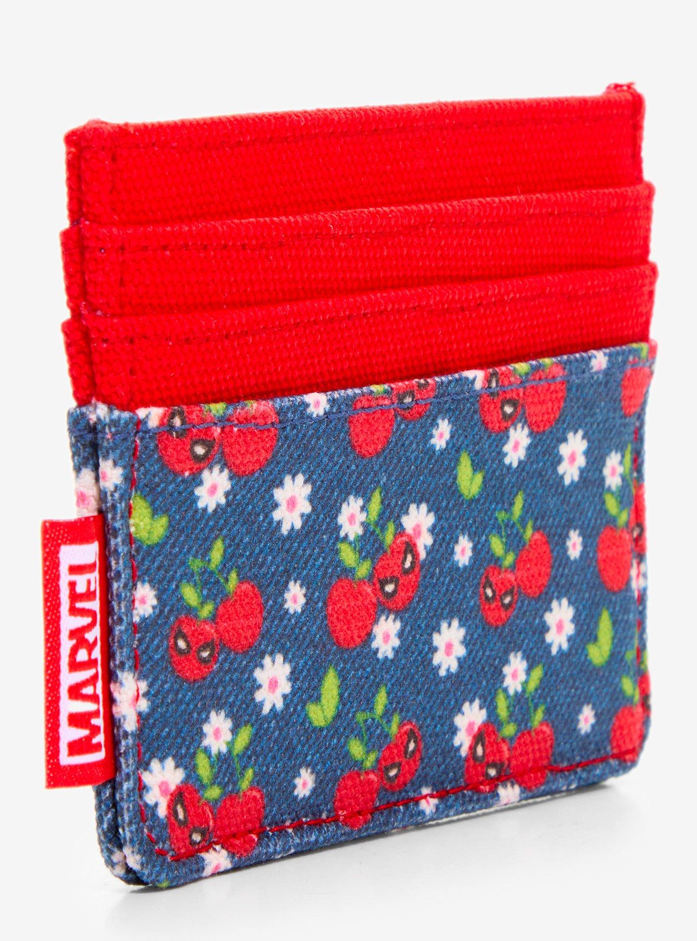 Loungefly Marvel Spider-Man Floral Cherries Denim Cardholder - BoxLunch Exclusive, , hi-res