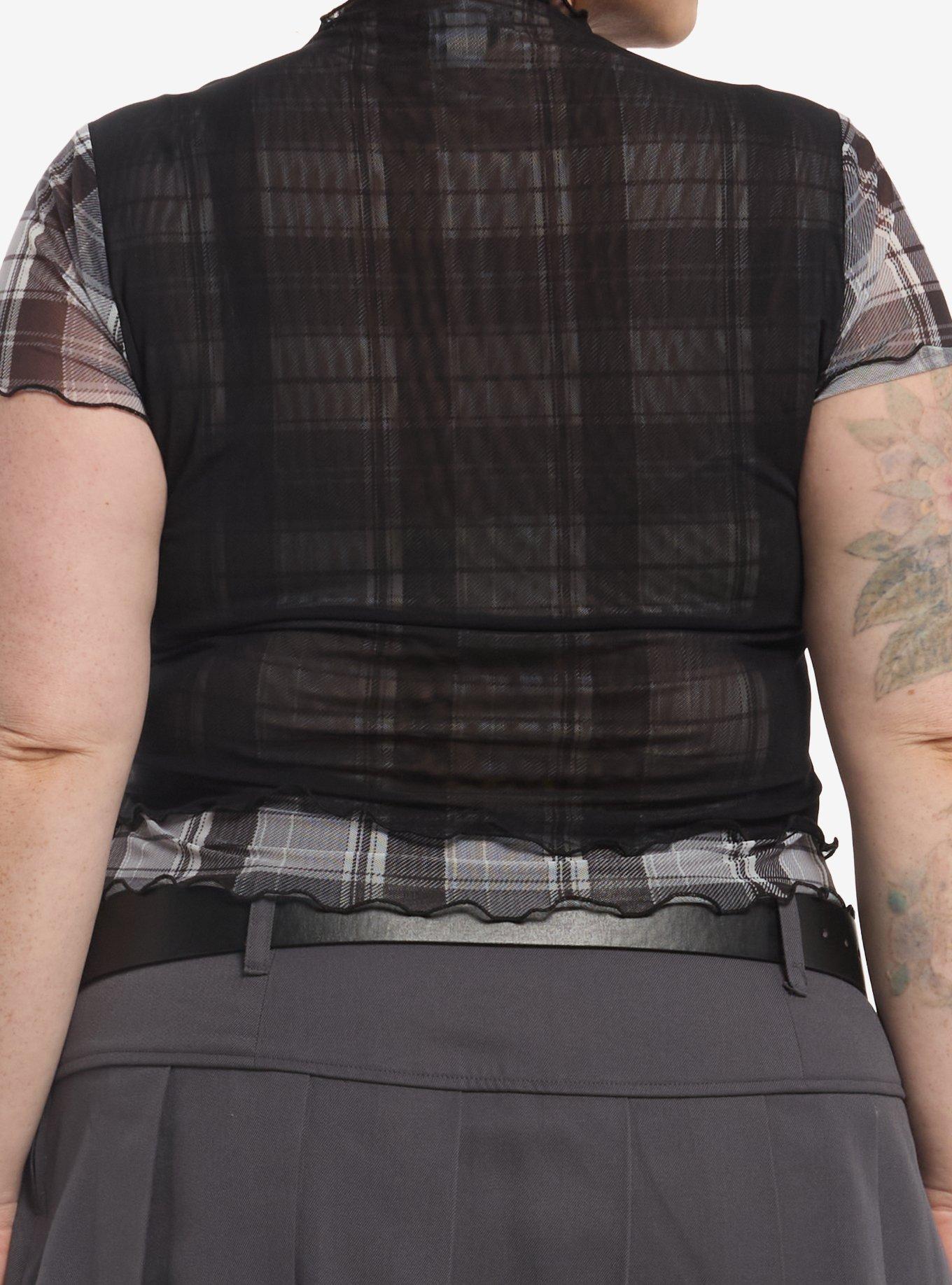 Social Collision Butterfly Star Mesh Girls Twofer Top Plus Size, MULTI, alternate