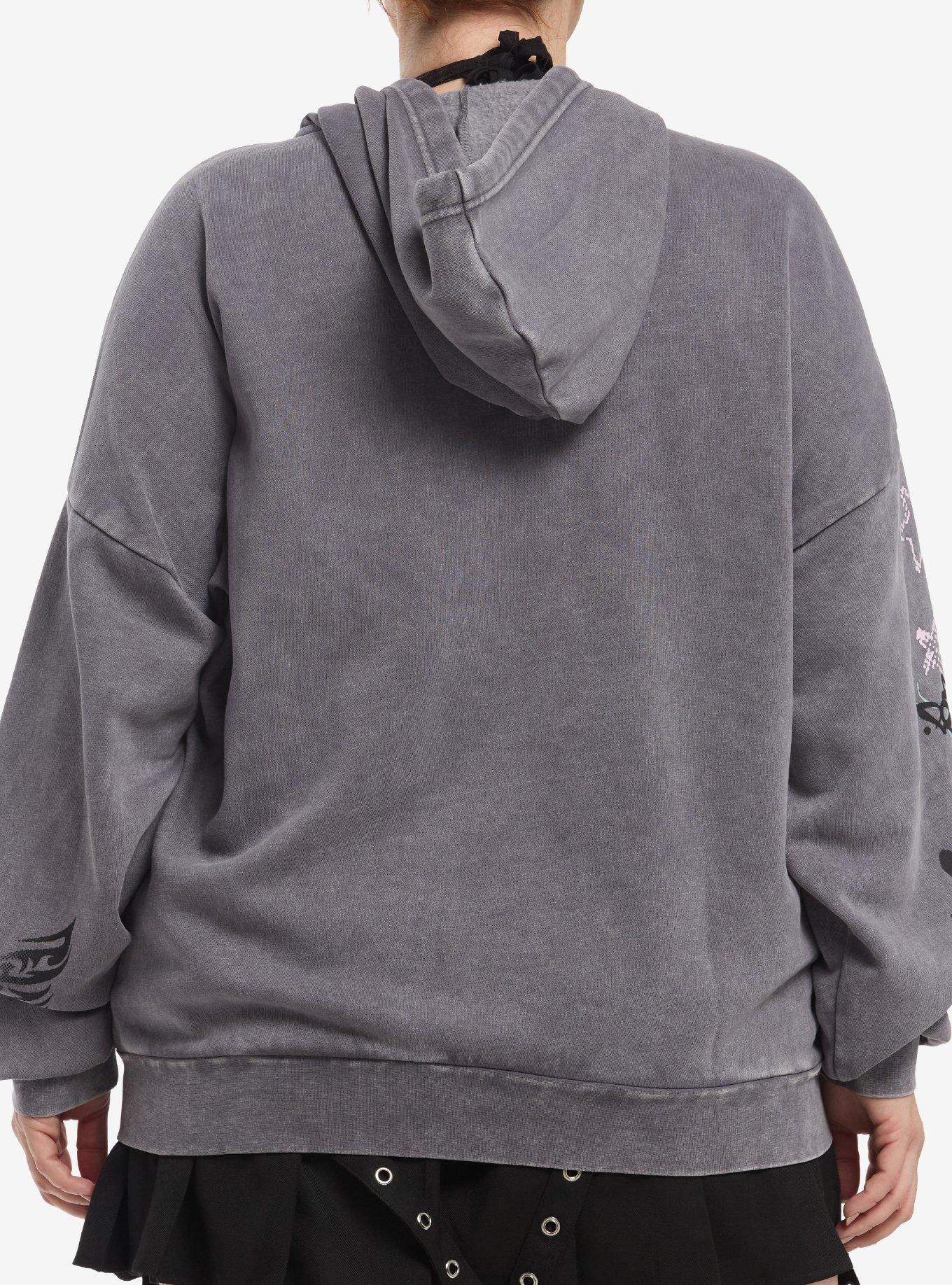 Social Collision Cat Skull Doodle Girls Hoodie Plus Size, , hi-res