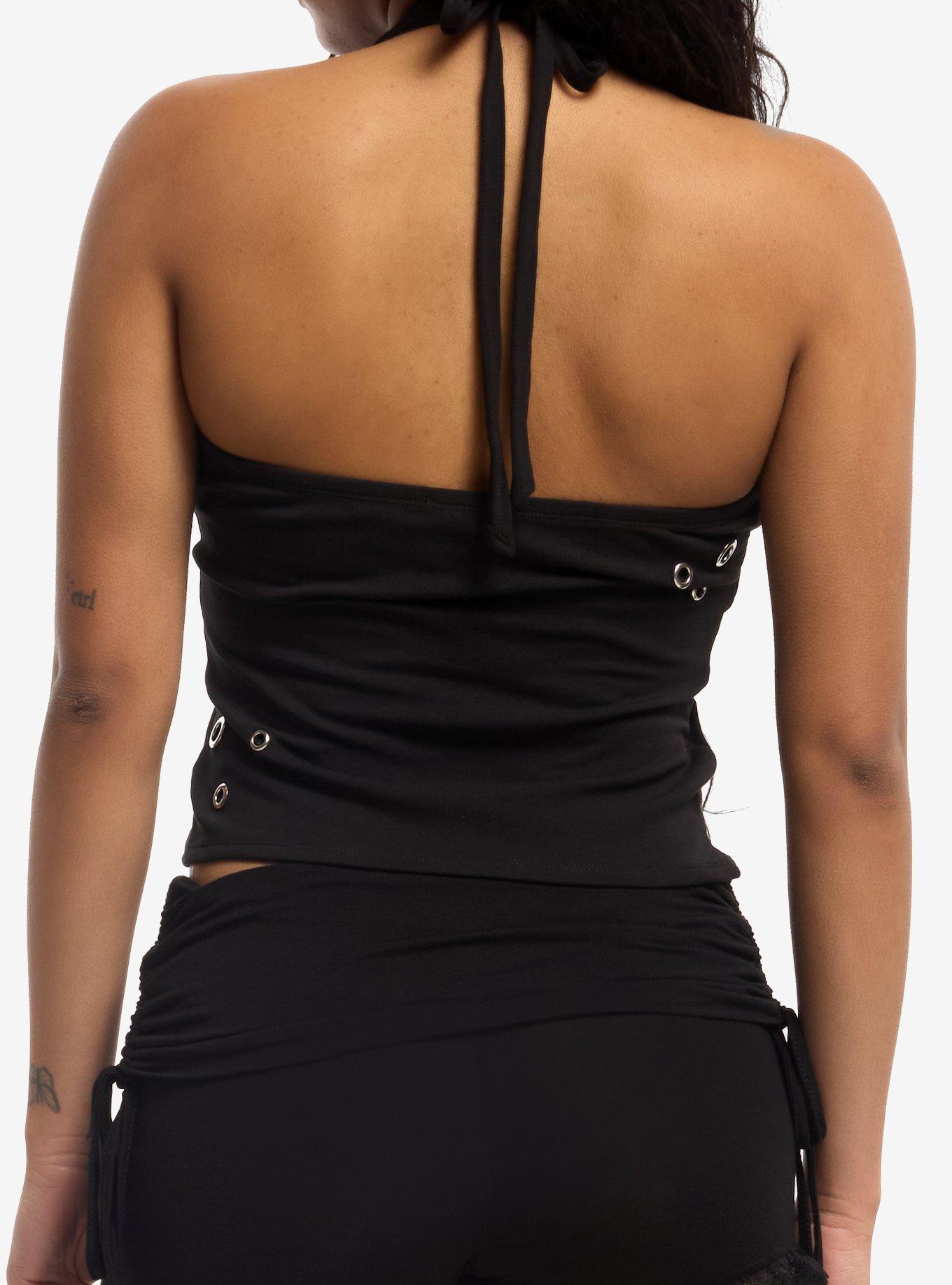 Social Collision Black Grommet Girls Halter Top, MULTI, alternate