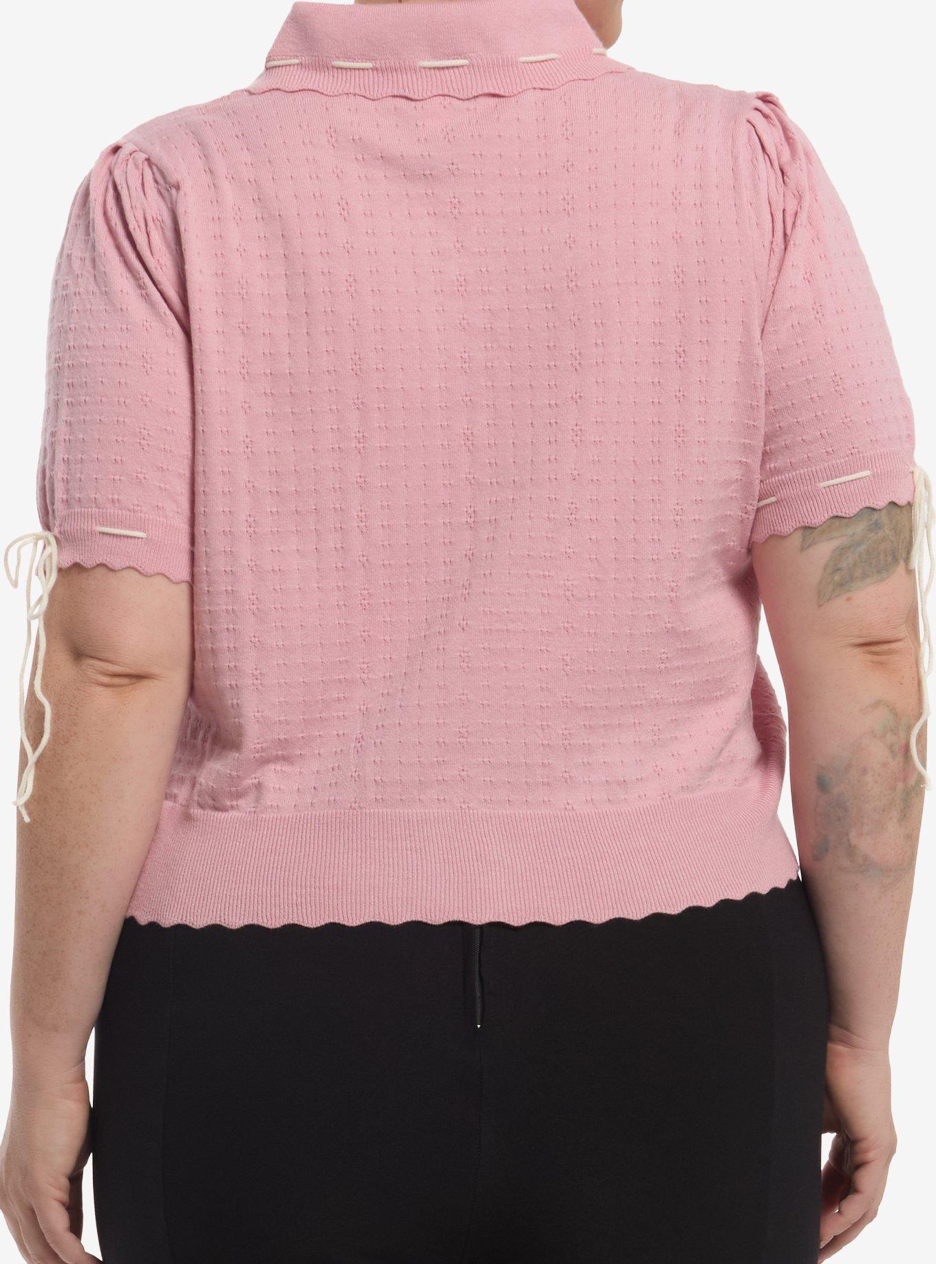 Sweet Society Pink Pointelle Girls Cardigan Plus Size, MULTI, alternate