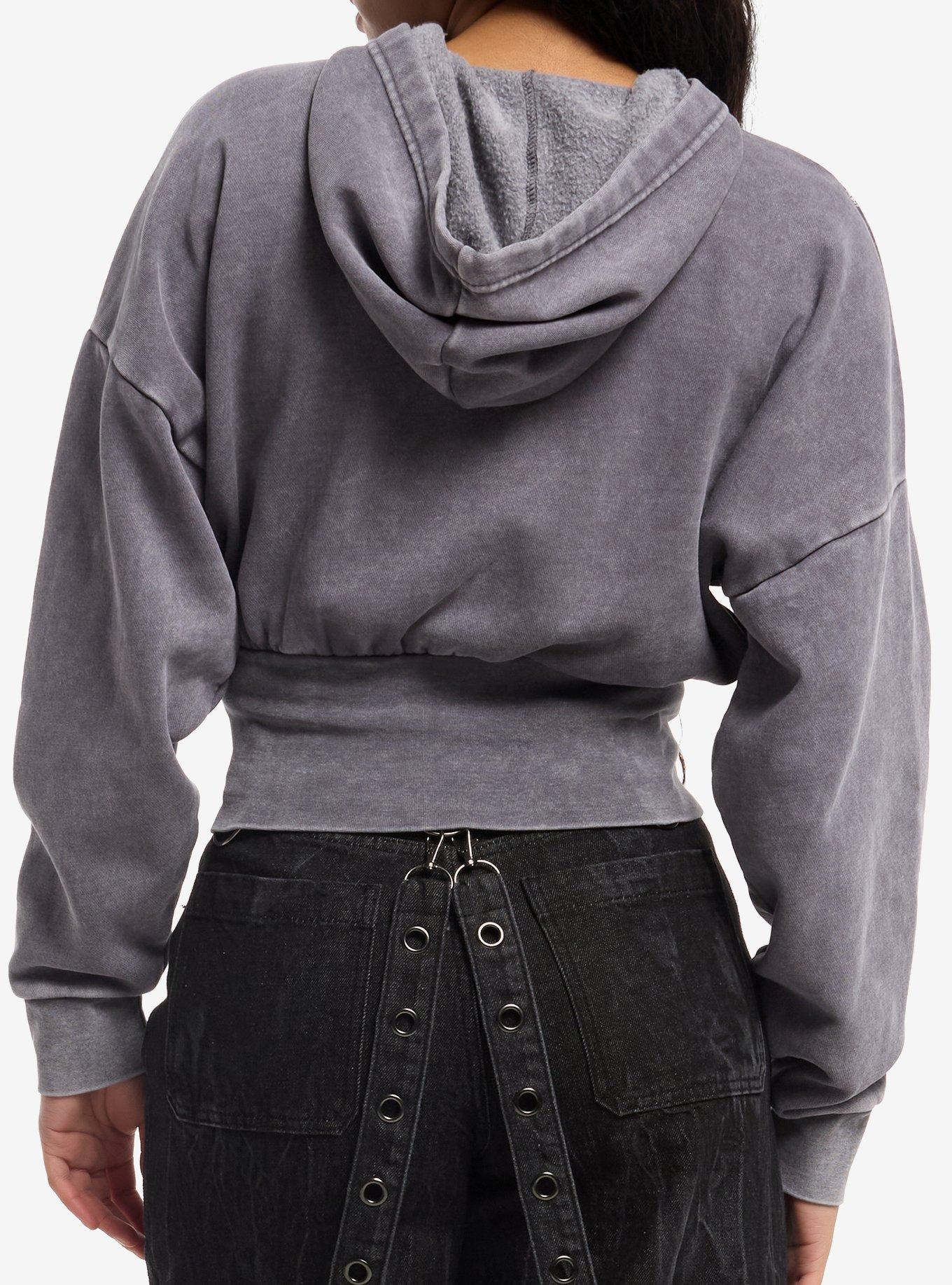 Social Collision Winged Filigree Girls Crop Hoodie, , hi-res