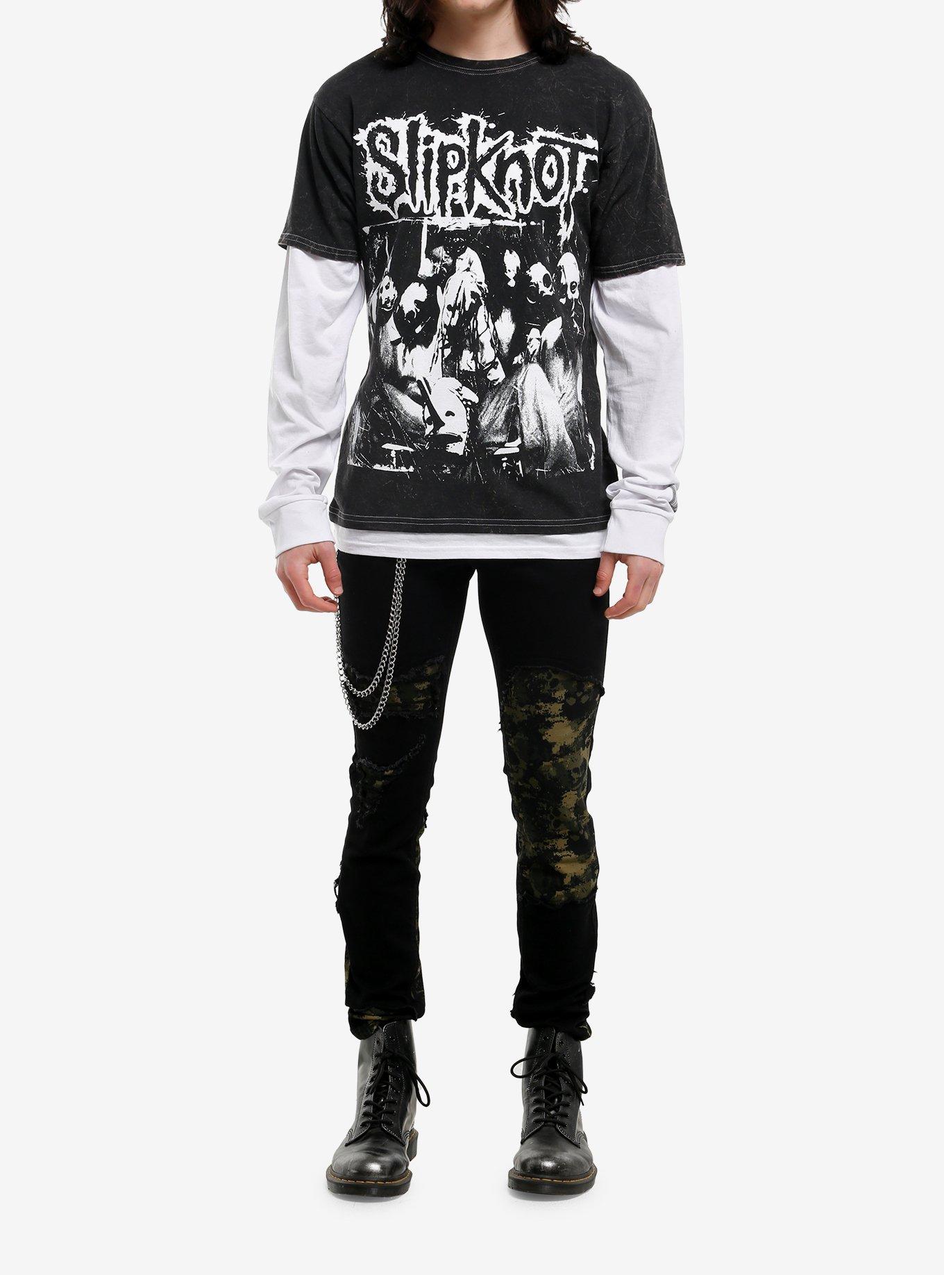 Slipknot Black & White Twofer Long-Sleeve T-Shirt, BLACK, alternate