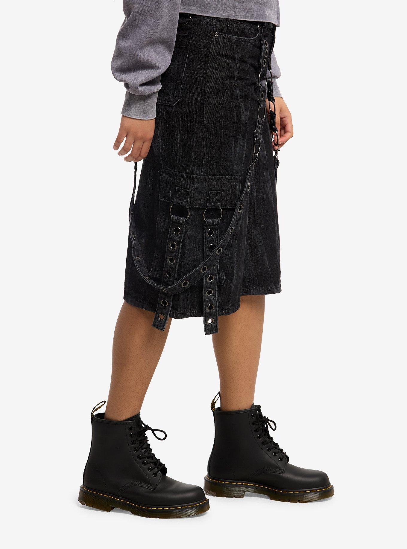 Social Collision Grey Wash Grommet Suspender Cargo Jorts, MULTI, alternate