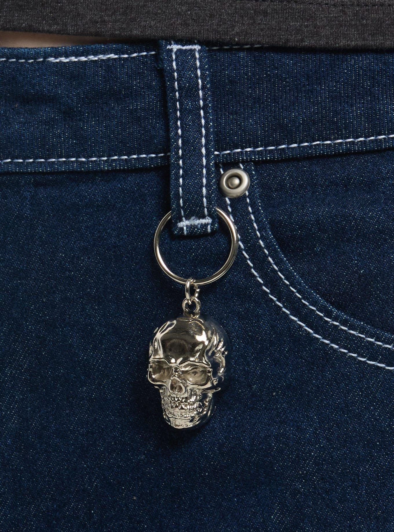 Sweet Society Dark Indigo Skull Charm Girls Cargo Jorts Plus Size, MULTI, alternate