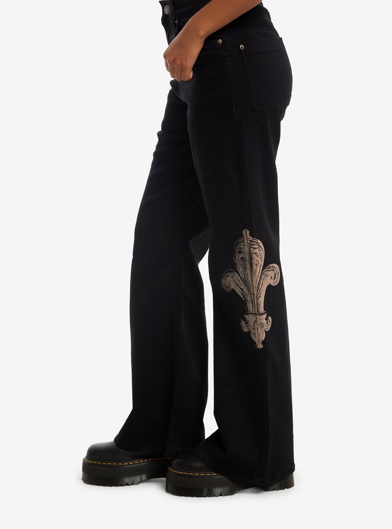 Skull Angel Wings Filigree Flare Pants, MULTI, alternate - view 3