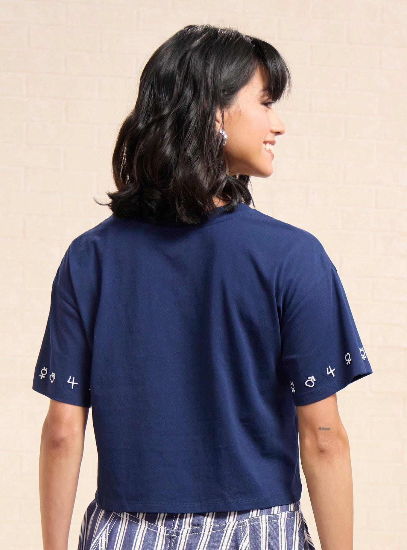 Pretty Guardian Sailor Moon Sailor Guardians Heart Women's Cropped T-Shirt - BoxLunch Exclusive, NAVY, alternate - view 3