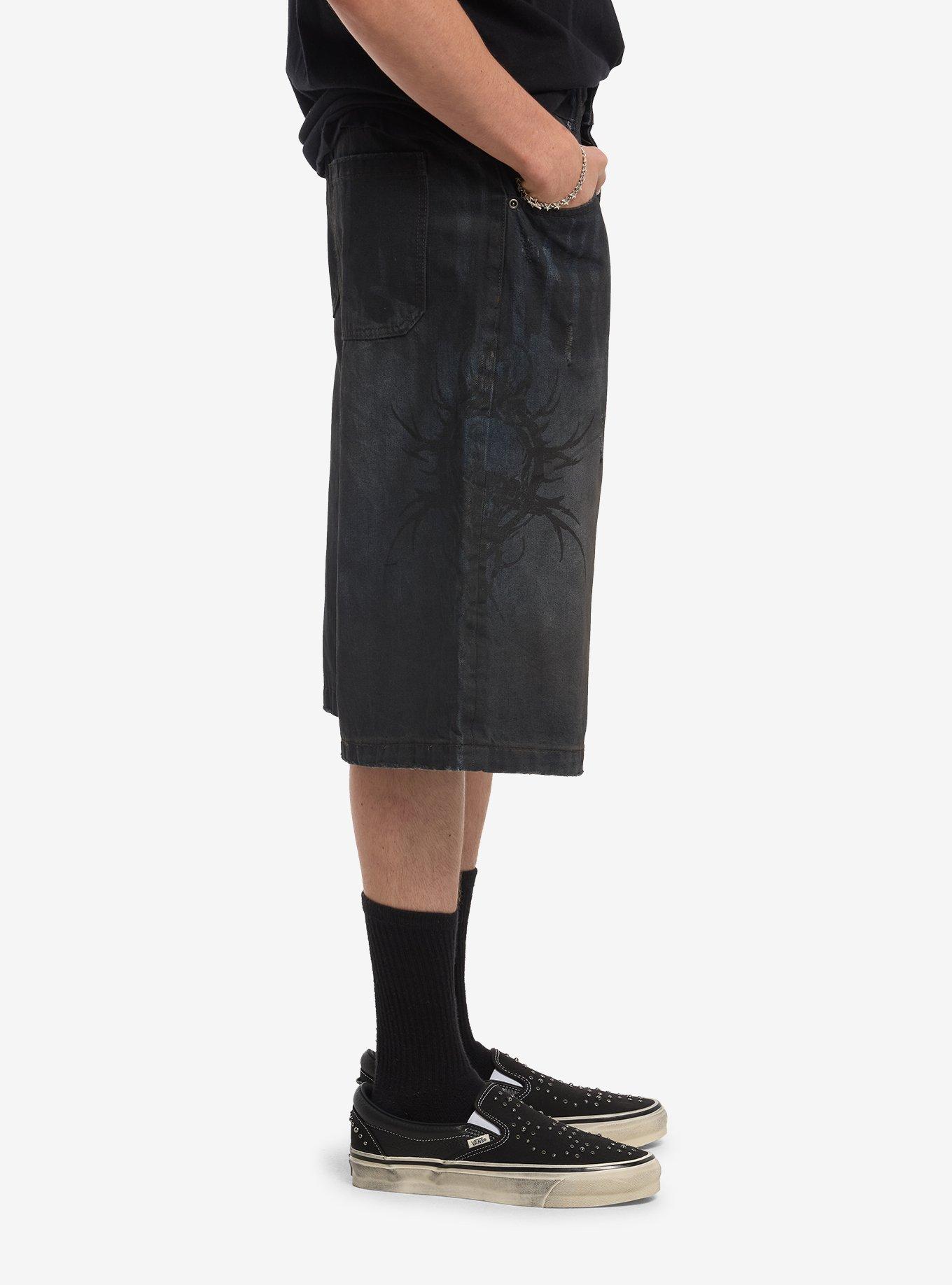 Dark Wash Cyber Spider Chain Jorts, MULTI, alternate